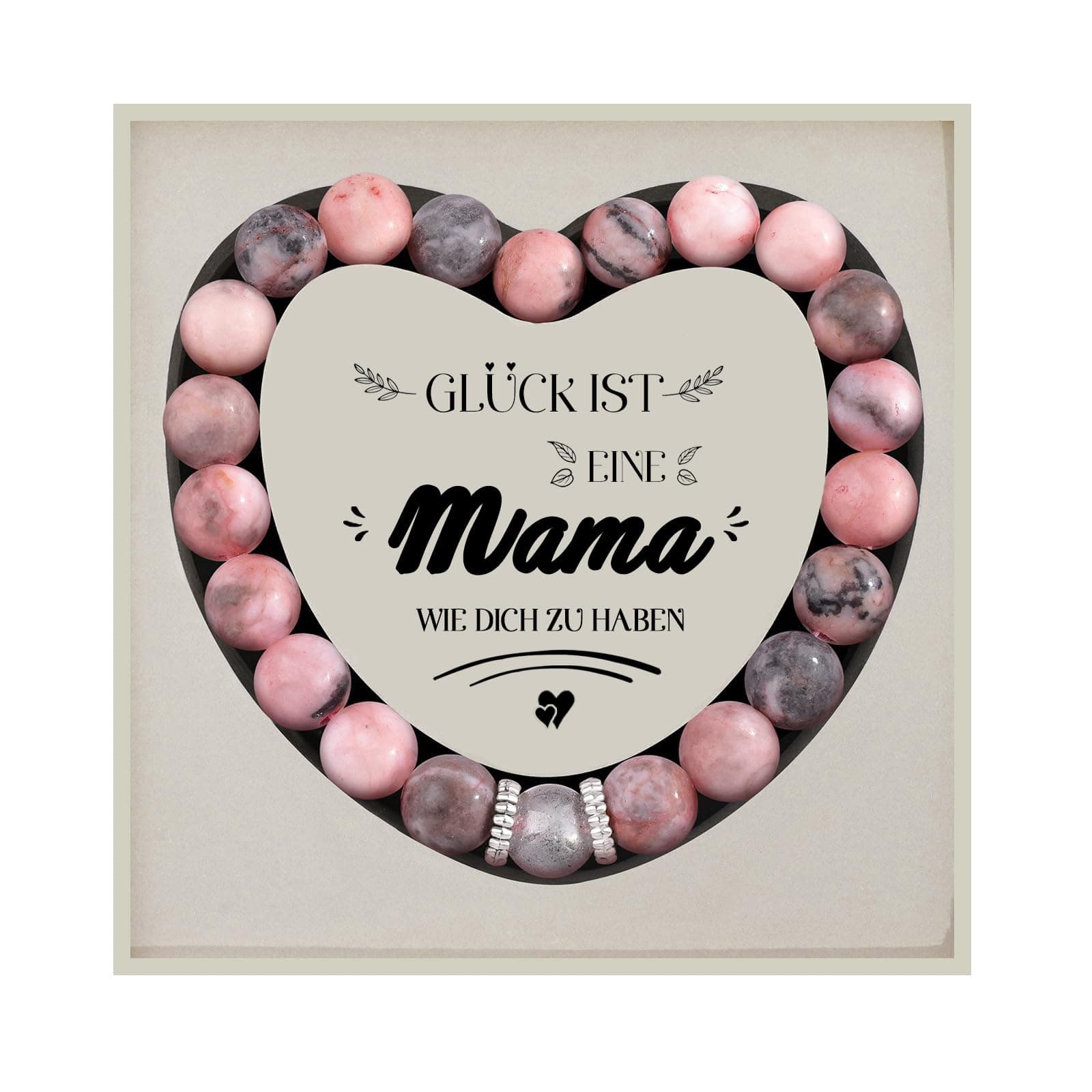 Lueaurra Armband für Mama, Muttertagsgeschenk, Geburtstagsgeschenk für Mama, Mutter Tochter Schmuck, Geschenk für die beste Mutter Rosa Zebra – 8 mm Angebot bei HelloDeals