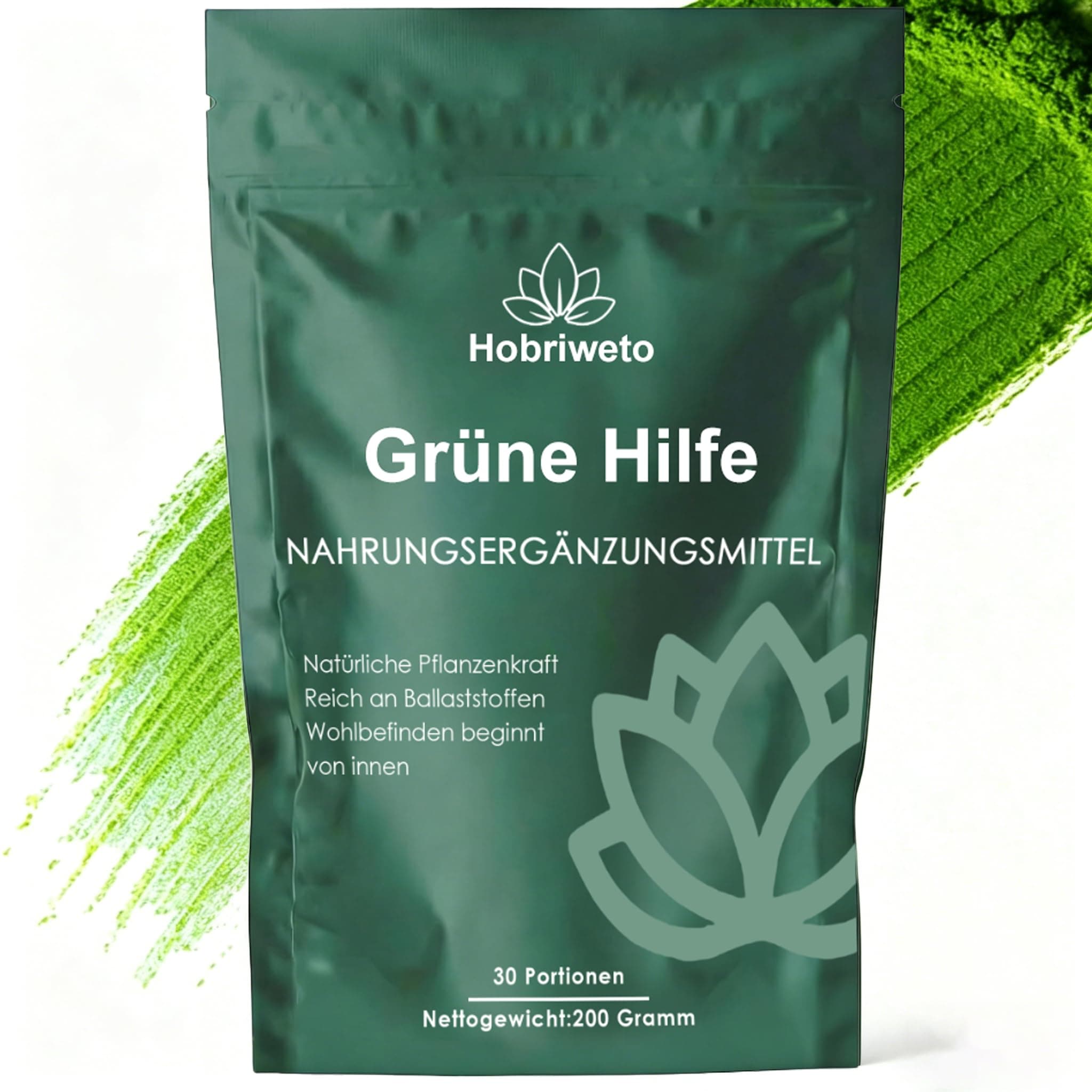 Grüne Entgiftungspulver – 200g Superfood Green Pulver Helfer– Pflanzenpulver mit Matcha, Gerstengras, Spirulina & Heidelbeere – Reich an Makro- & Mikronährstoffen sowie Ballaststoffen Angebot bei HelloDeals
