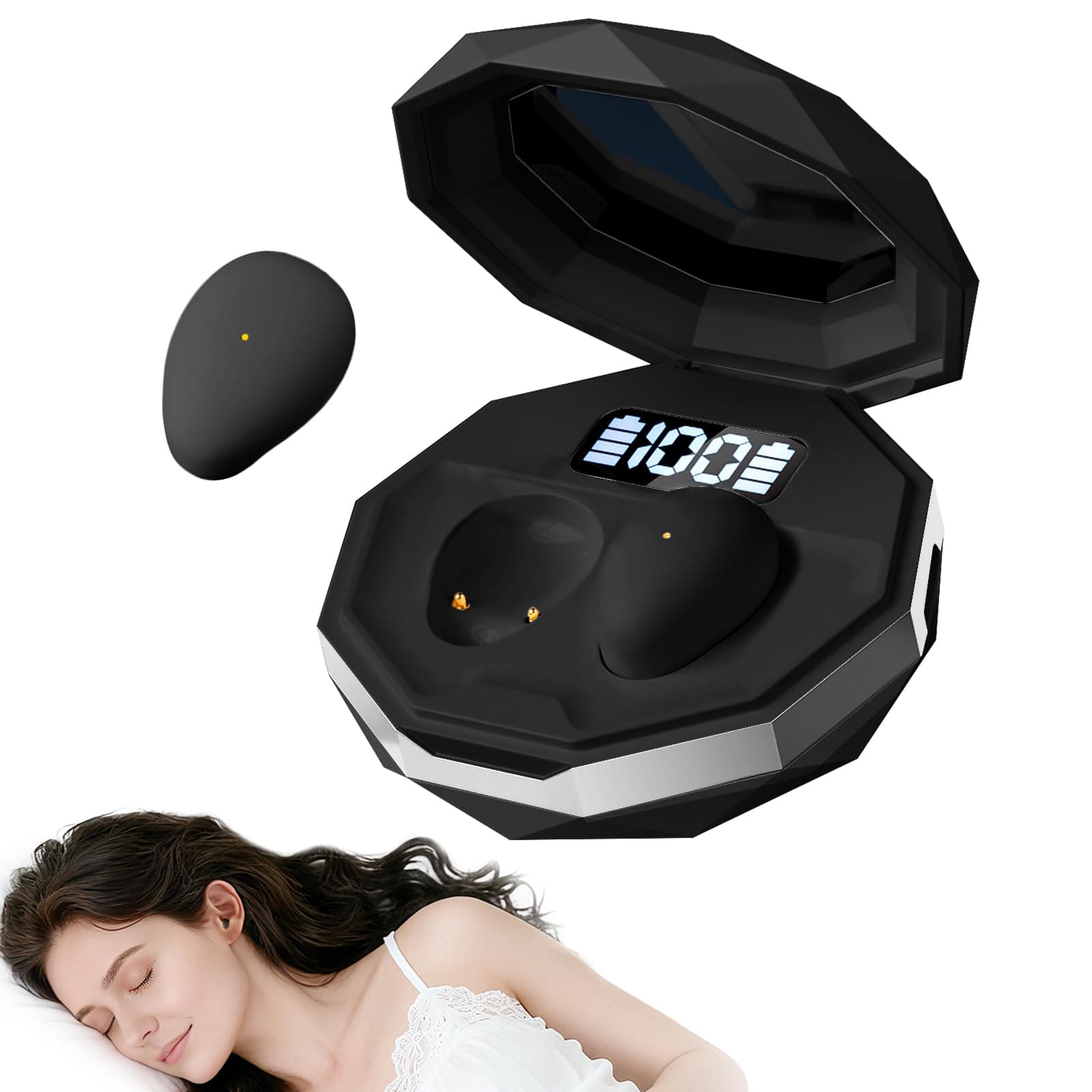 Schlafkopfhörer Bluetooth 6.0 – Mini Kabellose Kopfhörer zum Schlafen, Komfortabel & Leicht, Lang anhaltender Akku, Für Training, Arbeit & Reisen, Mit Leistungsanzeige schwarz Angebot bei HelloDeals