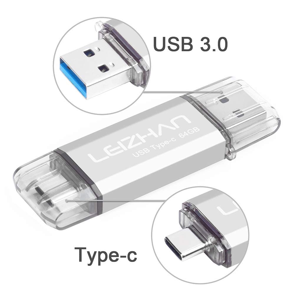 USB Memory Stick 64GB Typ C/USB Memory Stick OTG 2-in-1 Flash Drive USB 3.0 Pen Drive für PC/Laptop/Mobiltelefone und andere USB-C Geräte - Silver 64Go Silber Angebot bei HelloDeals