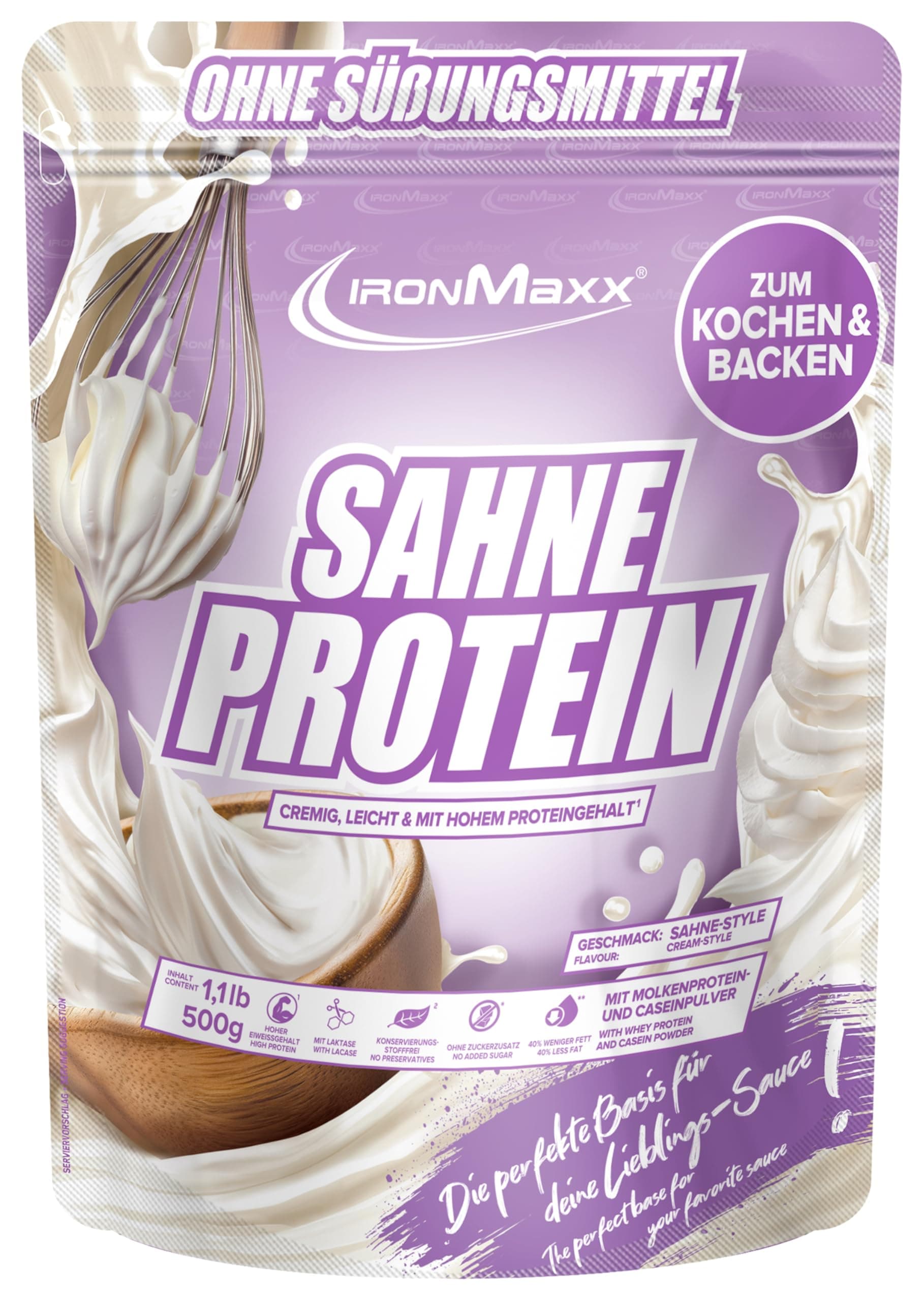 IronMaxx Sahne Protein – 500g Beutel | Proteinreiche Koch- & Backzutat mit Molkenprotein | Ohne Zuckerzusatz & fettärmer als Sahne | Ideal zum Verfeinern von warmen Gerichten Sahne 500g Angebot bei HelloDeals