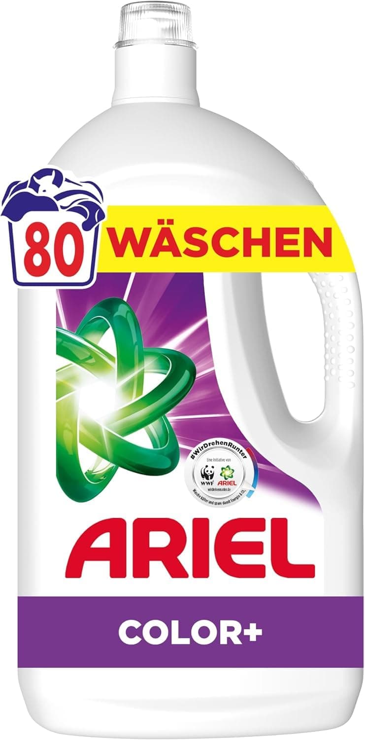 Ariel Flüssigwaschmittel, 80 Wäschen, Color+, Fleck-Weg-Power beim 1. Waschen, selbst in kaltem Wasser Angebot bei HelloDeals