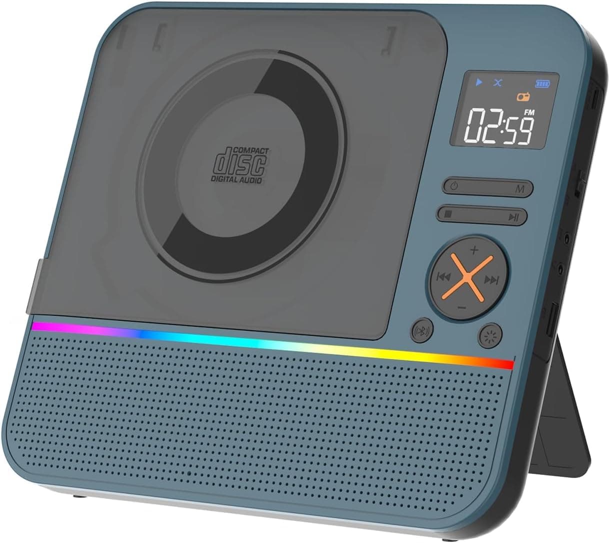 2026 MONODEAL CD Player Tragbar mit RGB-Licht,HiFi-Stereoanlage Tragbarer CD Player Bluetooth, Wiederaufladbar discman mit Lautsprecher und FM Radio, Sleep Timer Blau Angebot bei HelloDeals