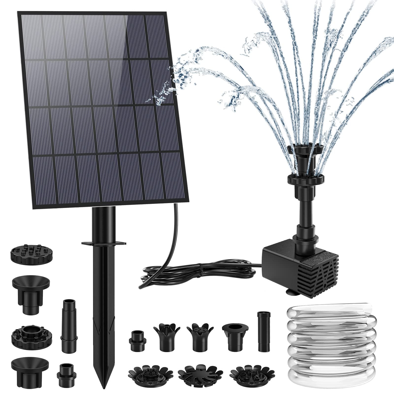 AISITIN Solarbrunnen für Draussen 3.5W, DIY Solar Springbrunnen für Außen mit 9 Fontänenstile Solar Teichpumpe mit 1.5m Wasserleitung+Feste Pfähle,Wasserpumpe für Garten,Teich,Vogelbad,DIY-Wasserspiel Angebot bei HelloDeals