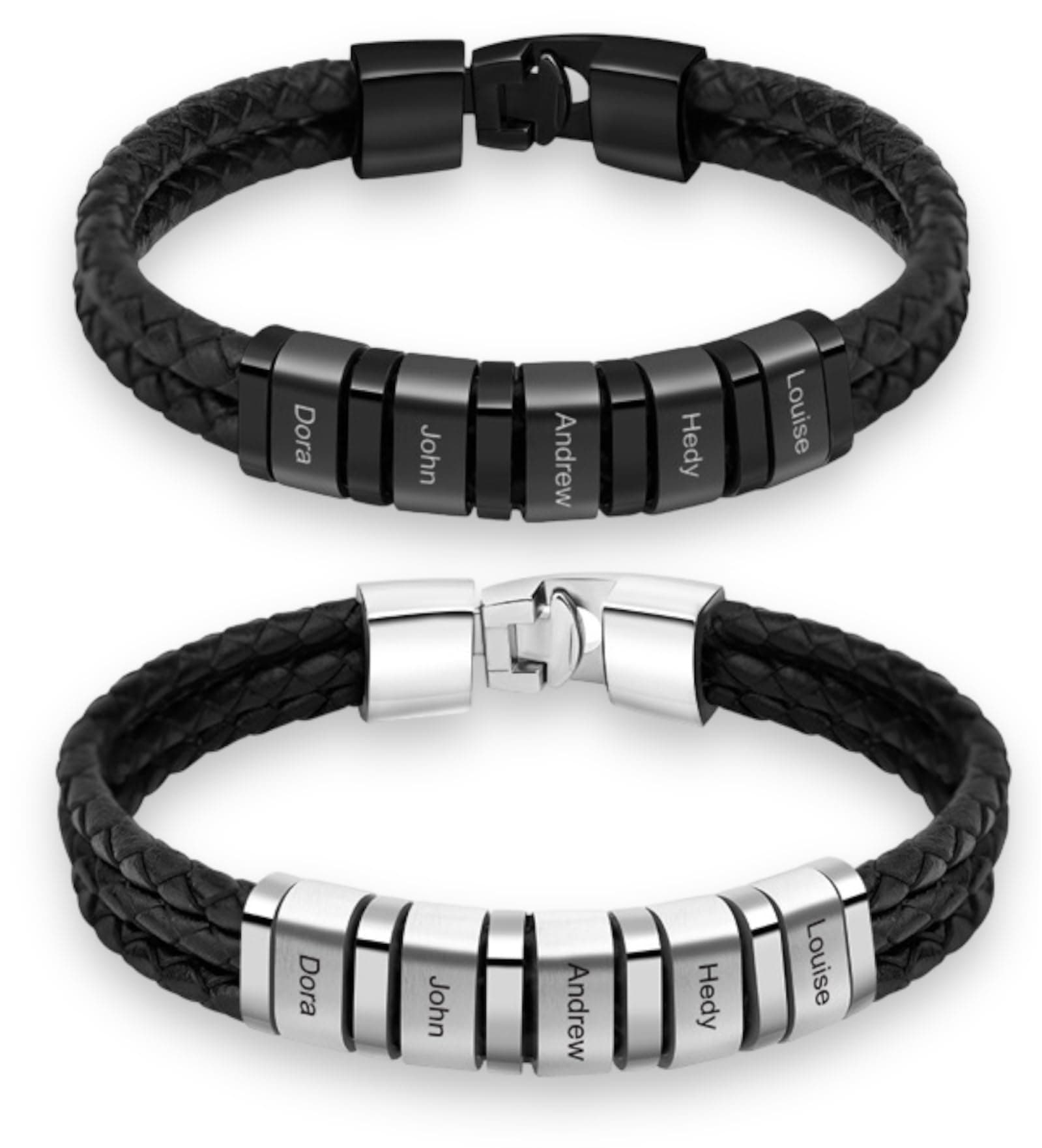 Persaonalisiertes Vatertagsgeschenk für Papa Opa Armband Herren Personalisiertes Lederarmband mit Name Geschenk für Männer 3 Namen Angebot bei HelloDeals
