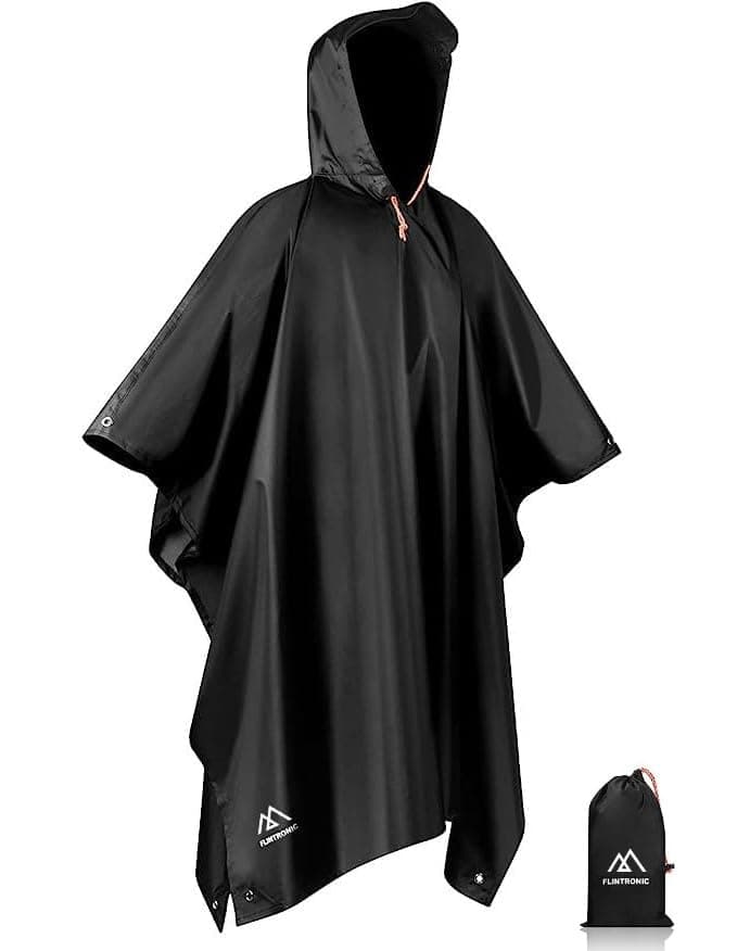 flintronic Regenponcho Herren, Wasserdichter Regenponcho, Leichter regenschutz Regencape, 3 in 1 wiederverwendbarer Regenmantel für Fahrrad Wandern, Camping, Angeln- Herren & Damen Schwarz Angebot bei HelloDeals