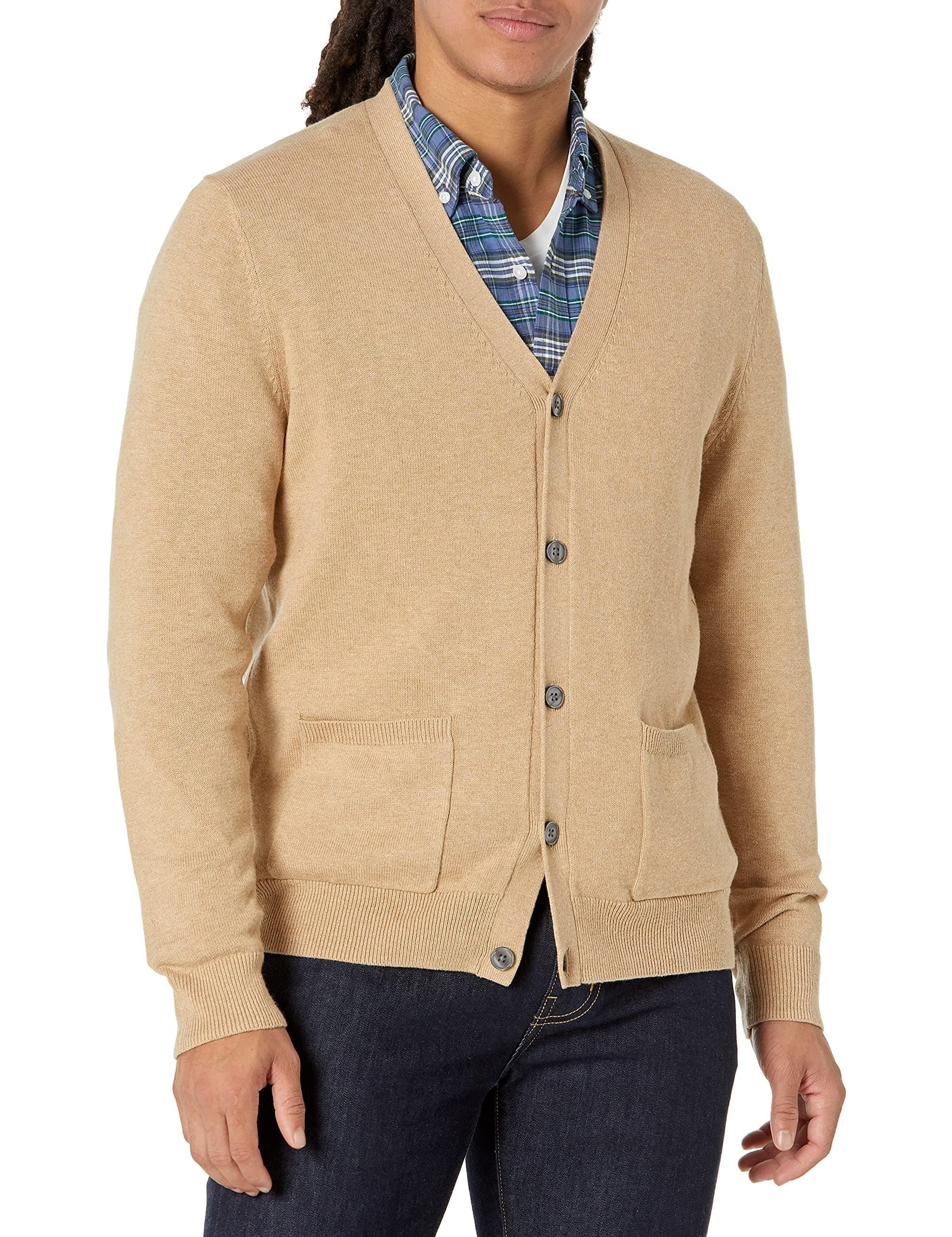 Amazon Essentials Herren Strickjacke aus Baumwolle M Kamelbraun Meliert Angebot bei HelloDeals