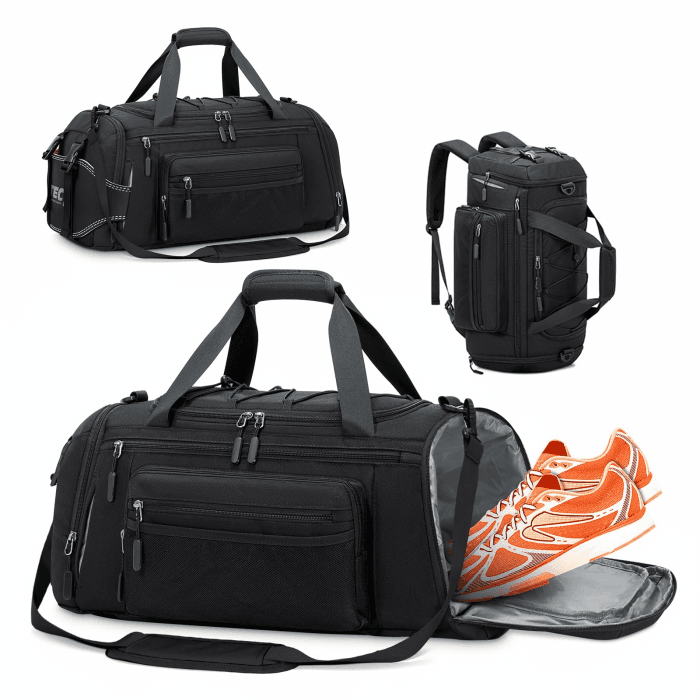 RAINSMORE Sporttasche Herren Damen Reisetasche 40L Sporttaschen mit Schuhfach Nassfach Wasserdicht Tasche für Sport Fitness Reisen Schwarz Angebot bei HelloDeals