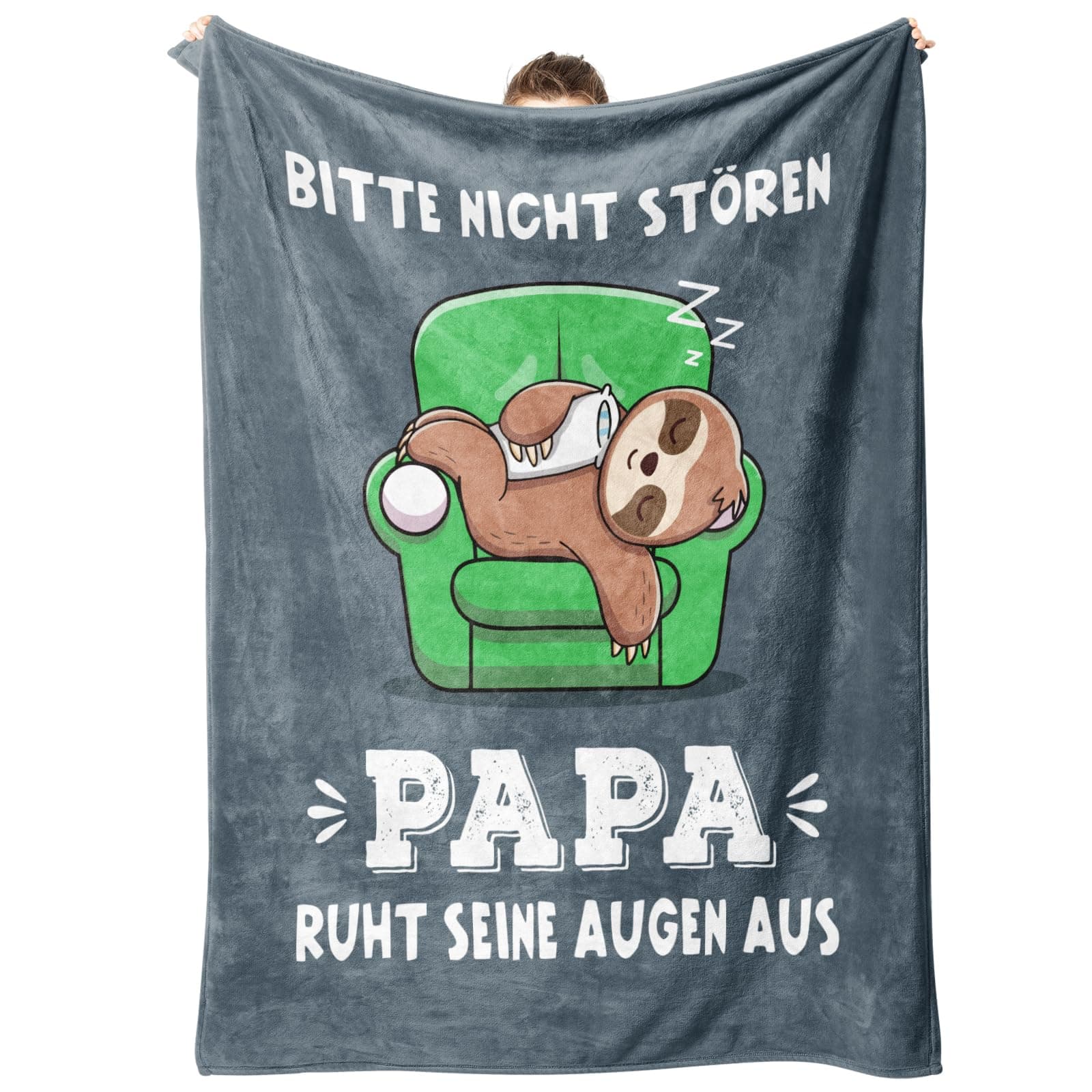 Vatertagsgeschenk für Papa, Geburtstagsgeschenk für Papa, Decke Geschenk Geburtstag, 157 * 132 cm Flanell-Decke mit Faultier-Motiv (grau) Angebot bei HelloDeals