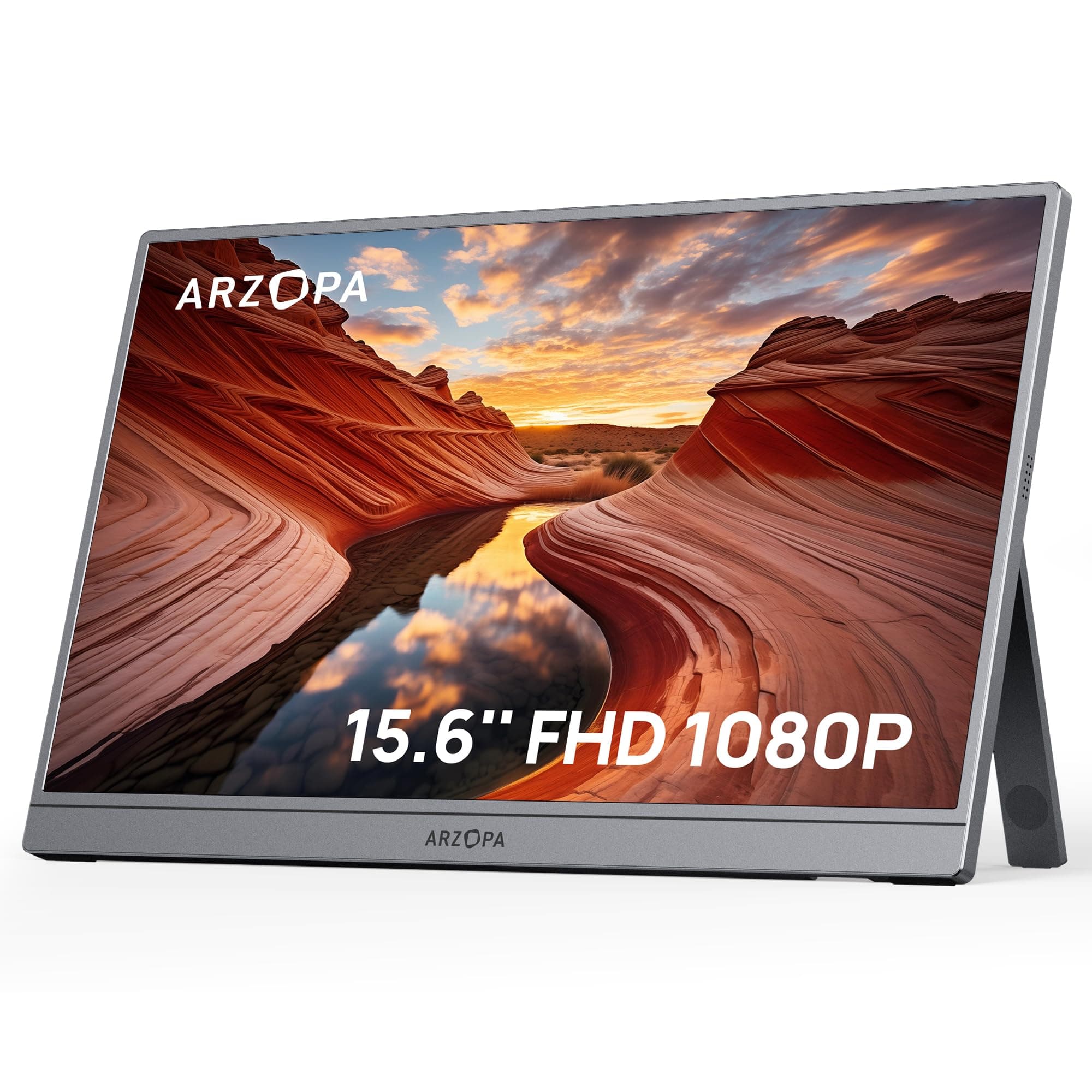 ARZOPA Portable Monitor 15,6 Zoll FHD 1080P, Tragbarer Monitor Space Grau Ultra-Slim mit Kickstand, IPS Display für Laptop, PC, Mac, PS5, Xbox, Switch, USB-C & HDMI Anschluss, A1 Grau 15,6 Zoll A1/60HZ Grau Angebot bei HelloDeals