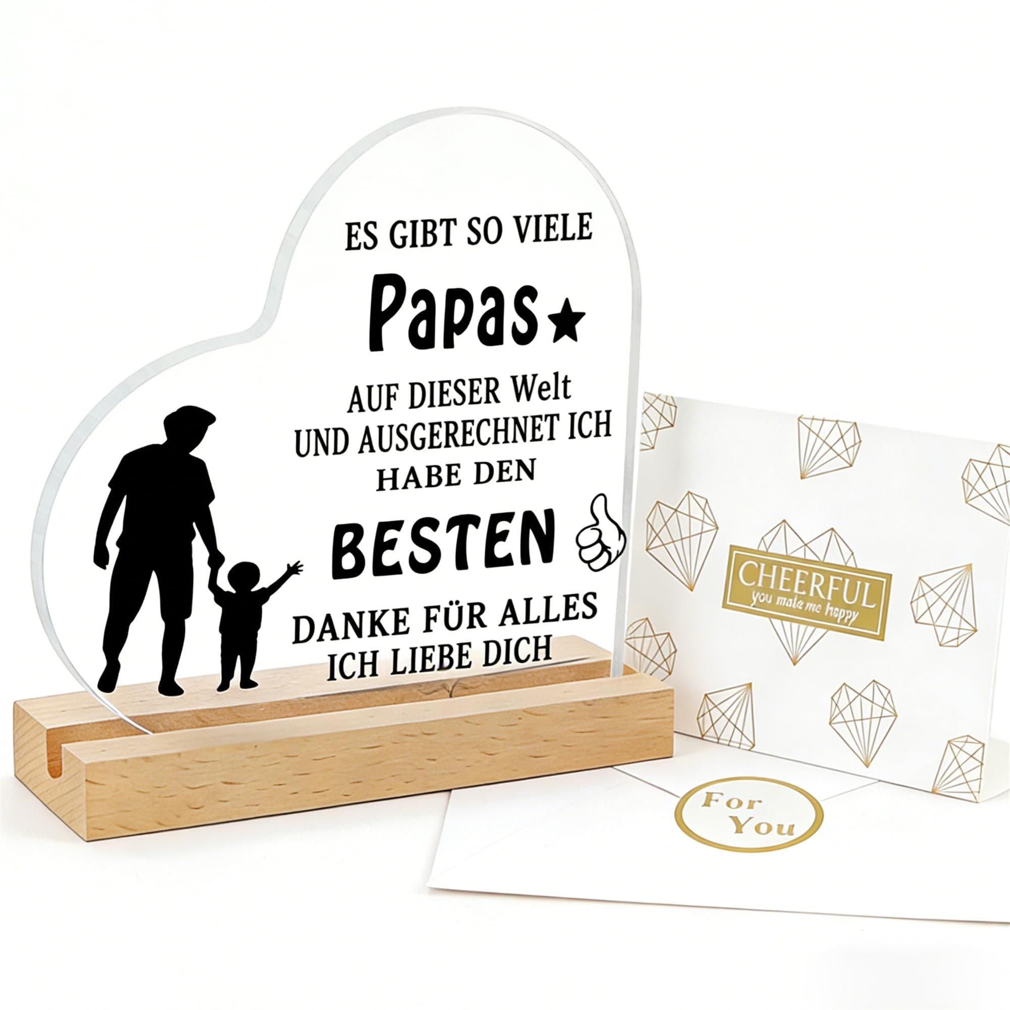 Bester Papa Geschenke Vatertagsgeschenk Für Papa von Tochter Sohn Geburtstagsgeschenk Geschenk Für Väter Herzförmiges Acryl Heimat Dekoration Angebot bei HelloDeals