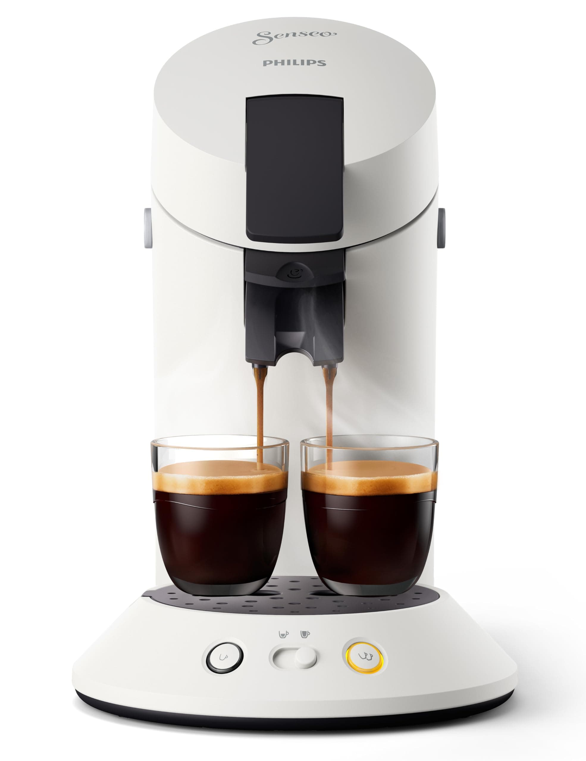 Philips Senseo Original Plus Kaffeepadmaschine (Kaffeestärkewahl, Kaffee Boost Technologie, aus recyceltem Plastik), weiß CSA210/10 Weiß Compact, 5 cups Angebot bei HelloDeals