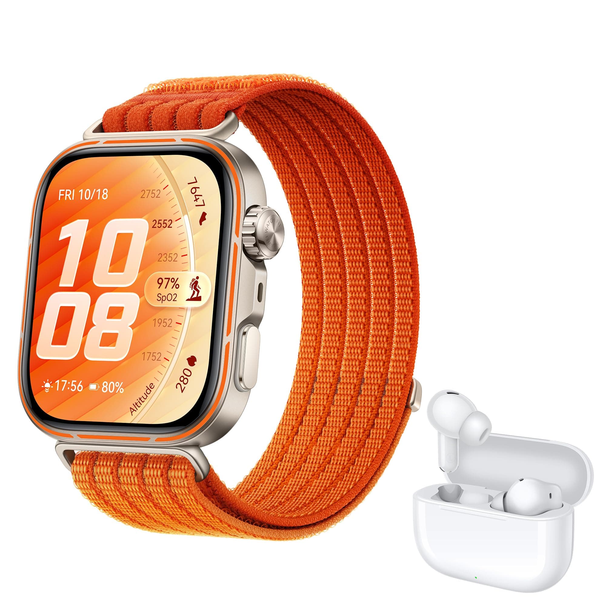 HUAWEI Watch FIT 5 Pro Smartwatch+FreeBuds SE 4 Weiß, GPS, Fitness Tracker mit EKG & Schlaftracker, 1,92" Display, NFC-Zahlung, Sportuhr mit Sportanalyse, Bis zu 10 Tage Akku, 5 ATM, Orange FIT 5 Pro Bundle mit FB SE 4 Weiß Orange Angebot bei HelloDeals