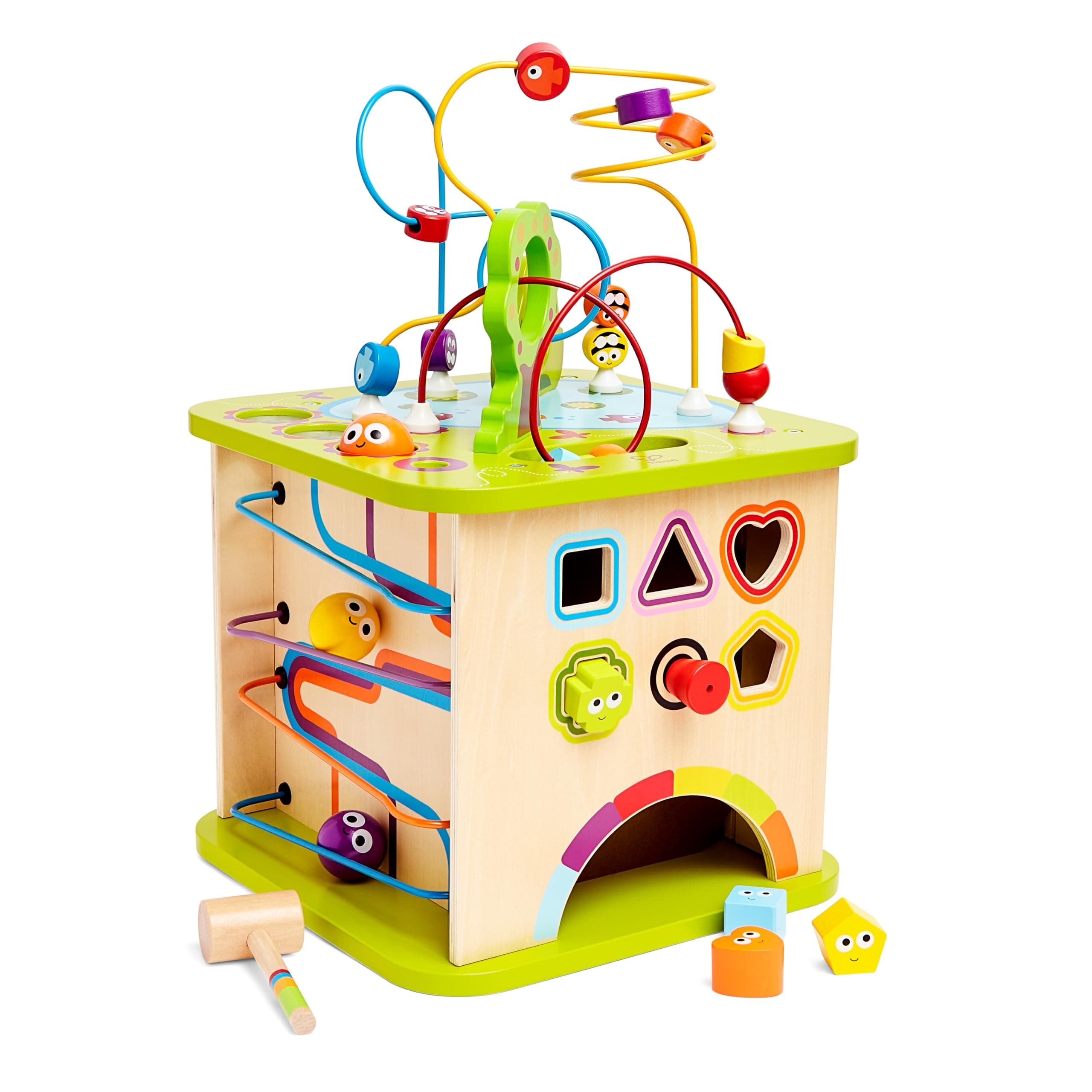 Hape Motorikwürfel „Kleine Tierchen“ - aus Holz, Multifunktions-Spielwürfel, Lernspielzeug aus Holz für Kleinkinder, fünfseitiges Busy Board, Montessori Spielzeug für Kinder ab 1 Jahr Single Angebot bei HelloDeals