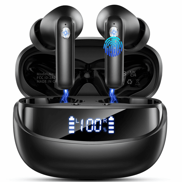Bluetooth Kopfhörer, 2026 Kopfhörer Kabellos Bluetooth 5.4, 50 Std Spielzeit In Ear Kopfhörer mit 4 ENC Noise Cancelling Mics, IP7 Wasserdicht Kabellose Kopfhörer HiFi Stereo, Ohrhörer mit LED-Anzeige Mattschwarz Angebot bei HelloDeals