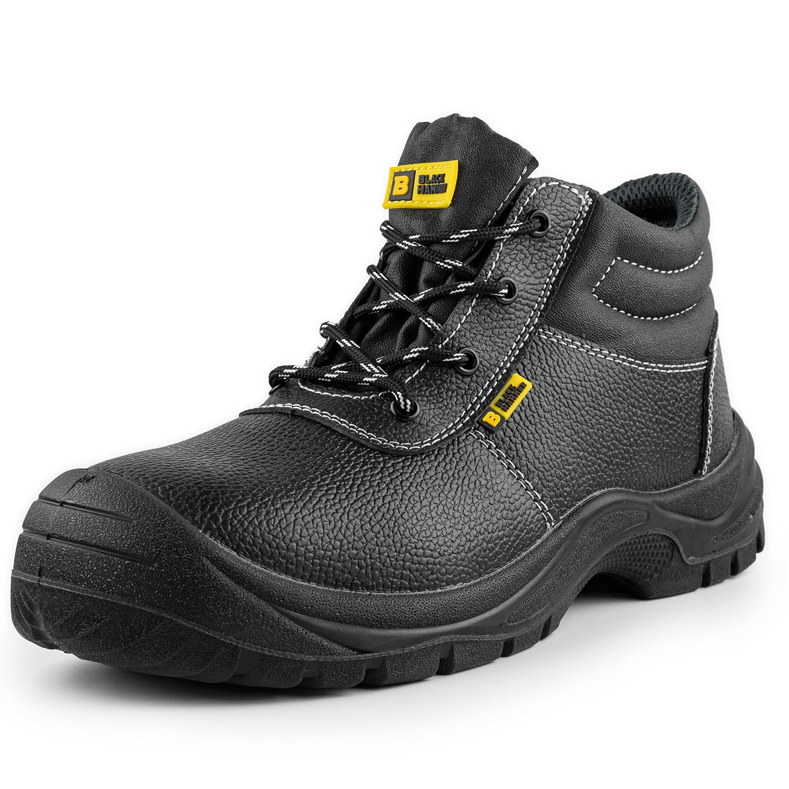 BLACK HAMMER Sicherheitsstiefel Herren Arbeitsschuhe Leder Stahlkappe Leichtes Schuhwerk S3 SRC 1400 Schwarz 45 EU Schwarz Angebot bei HelloDeals
