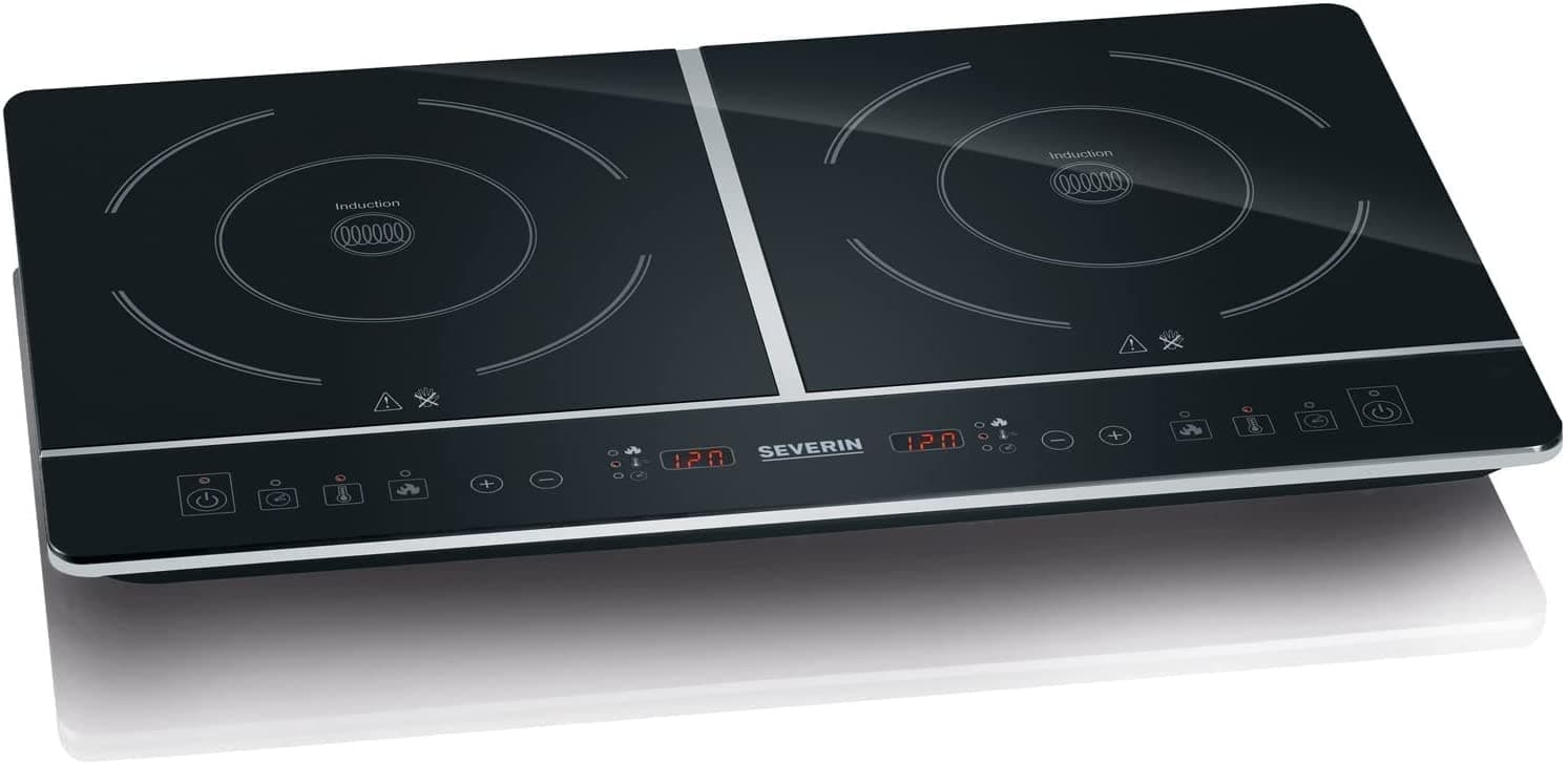 Severin Doppel Kochplatte Induktion für Küche, Büro oder Camping, Hochwertige Herdplatte, Campingkocher für zwei Töpfe, schwarz, 3.400 W, DK 1031 Doppel Schwarz Glänzend Angebot bei HelloDeals