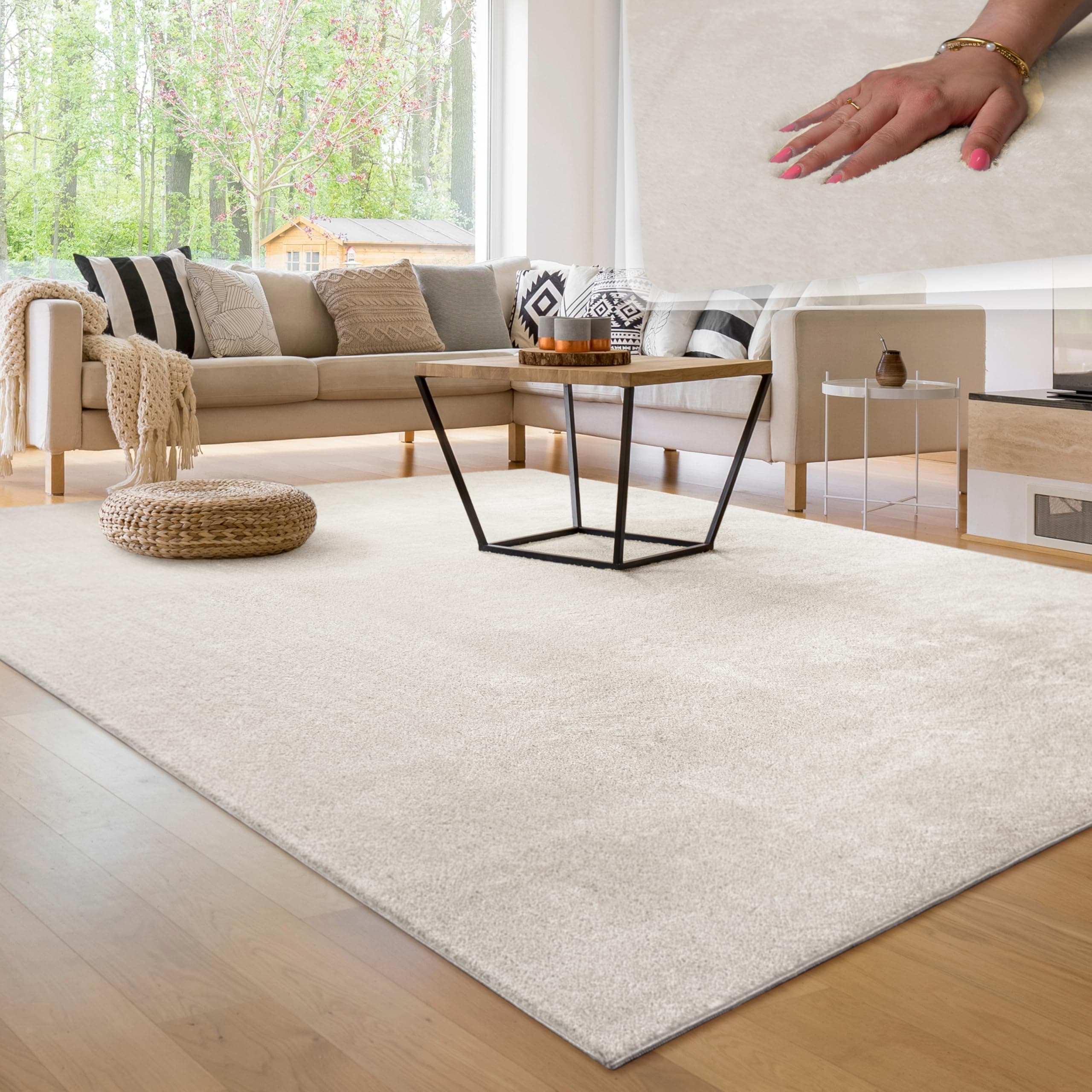 Paco Home Moderner Kuscheliger Wohnzimmer Teppich Kurzflor waschbar flauschig Weich Einfarbig Felloptik zeitlos stilvoll rutschfest pflegeleicht, Grösse 200x280 cm, Farbe: Creme 4 200 x 280 cm (Rechteckig) Creme 4 Angebot bei HelloDeals