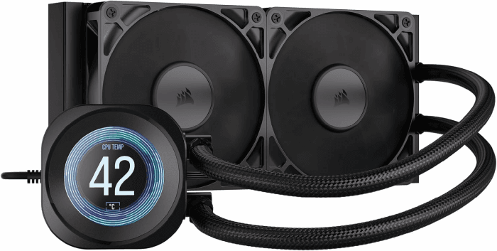CORSAIR Nautilus 240 RS LCD Flüssig-CPU-Kühler – 2,1-Zoll-IPS LCD-Bildschirm, 240mm AIO, Einfache Daisy-Chain-Verbindungen, Intel LGA 1851/1700, AMD AM5/AM4 – Enthält 2X RS120-Lüfter – Schwarz 240mm AIO Schwarz Angebot bei HelloDeals