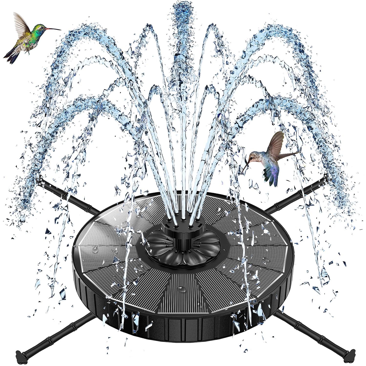 SZMP 3.5W Solar Springbrunnen für Außen mit Rotierende Stange, 2026 Upgrade Glas Solar Teichpumpe, Verstellbare Wasserhöhe, Solarbrunnen mit 8 Effekte Solar Schwimmender Solarpumpe für Garten, Teich Schwarz Angebot bei HelloDeals