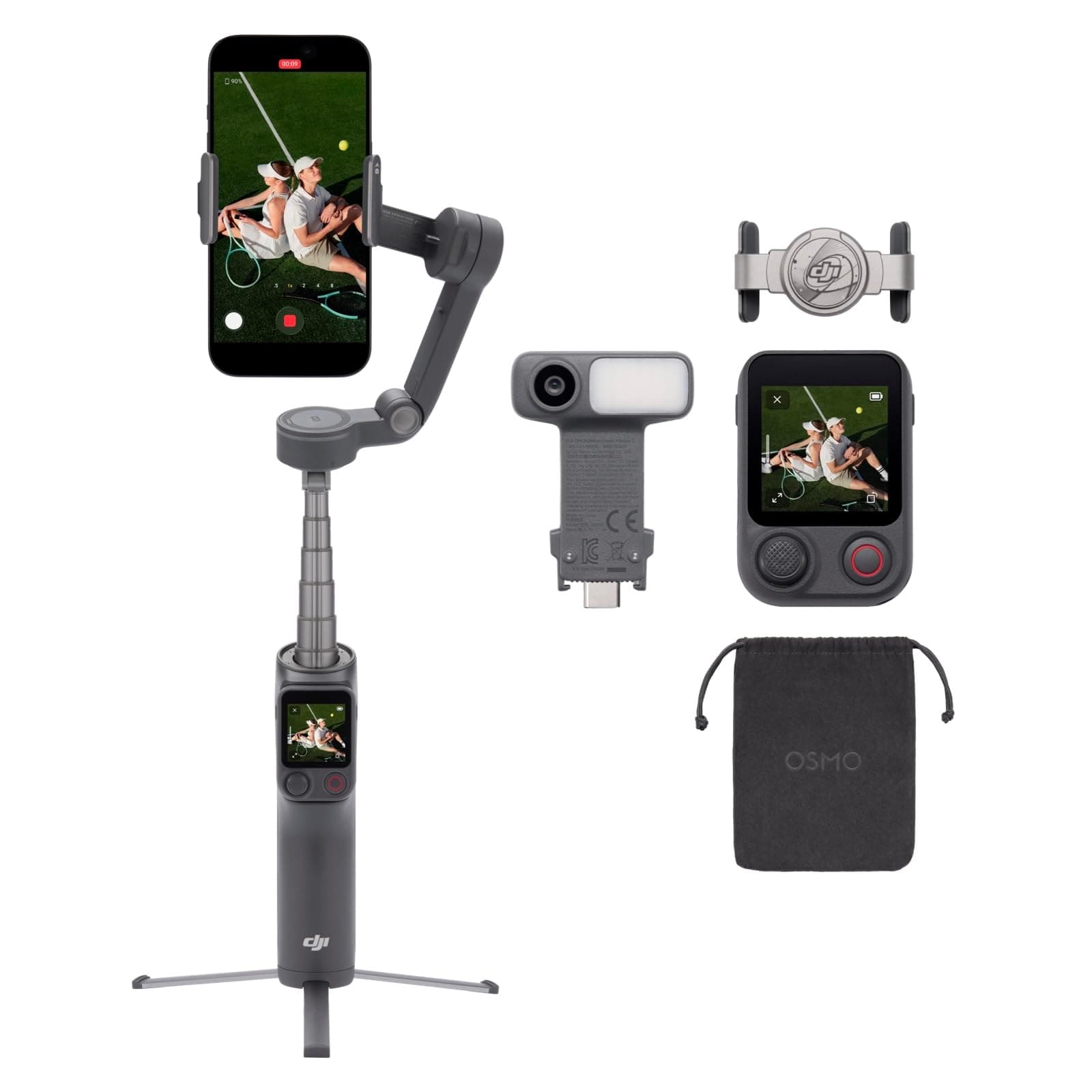 Osmo Mobile 8P Gimbal-Stabilisator für iPhone & Android, Tracking-Modul, Fernsteuerung, Natives Tracking, Verlängerungsstab & Stativ integriert, 10h Akku, 3-Achsen-Stabilisierung, Smartphone-Gimbal Osmo Mobile 8P Advanced Tracking Combo Angebot bei HelloDeals