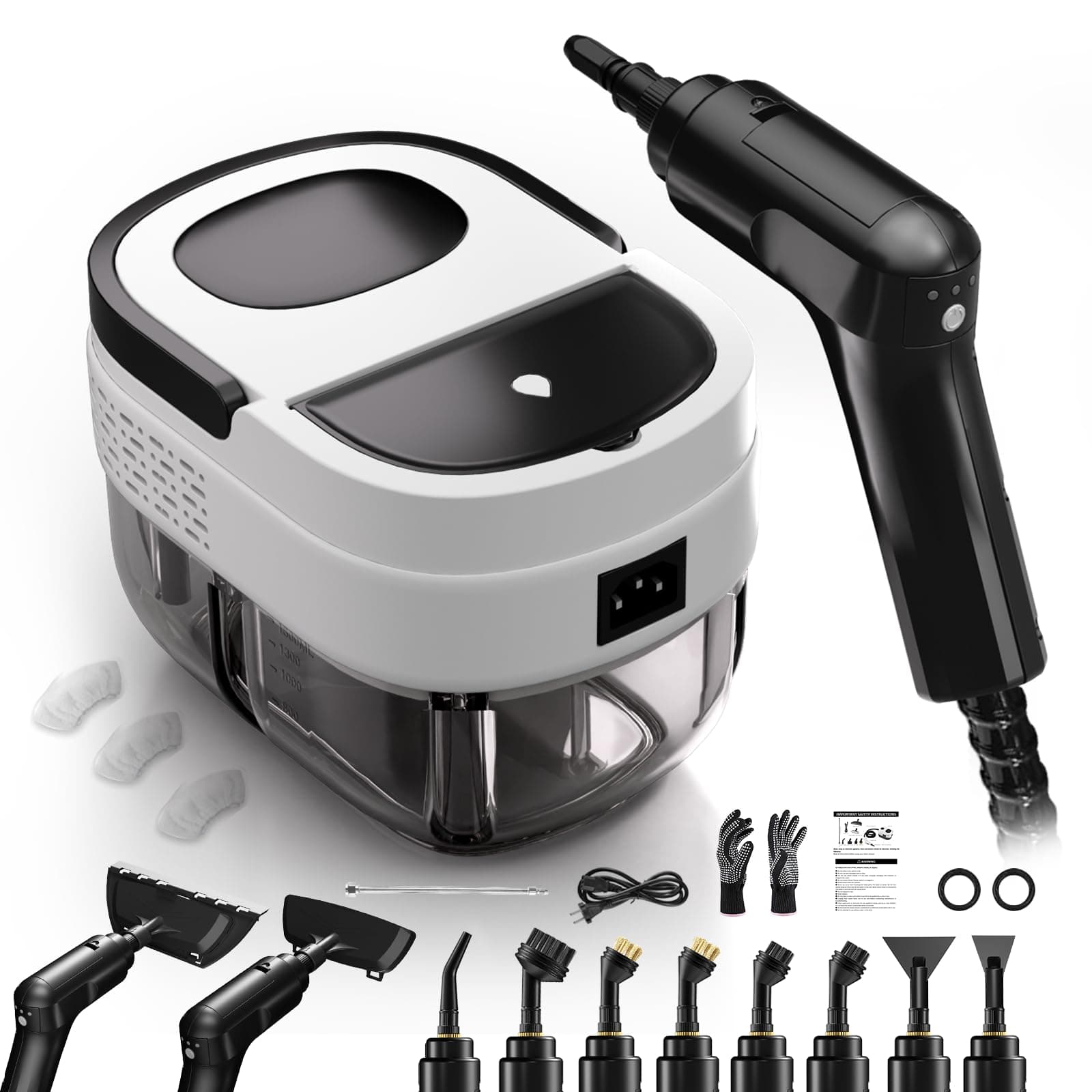 Dampfreiniger Handgerät, Dampfreiniger für Zuhause, 3-Stufig Verstellbarer Griff, 1,6 L-Wassertank, Tragbare Steam Cleaner, Dampfreiniger für Alles, Steamer für Auto, Fenster, Küche, Bad, Polster, BBQ Weiß Angebot bei HelloDeals