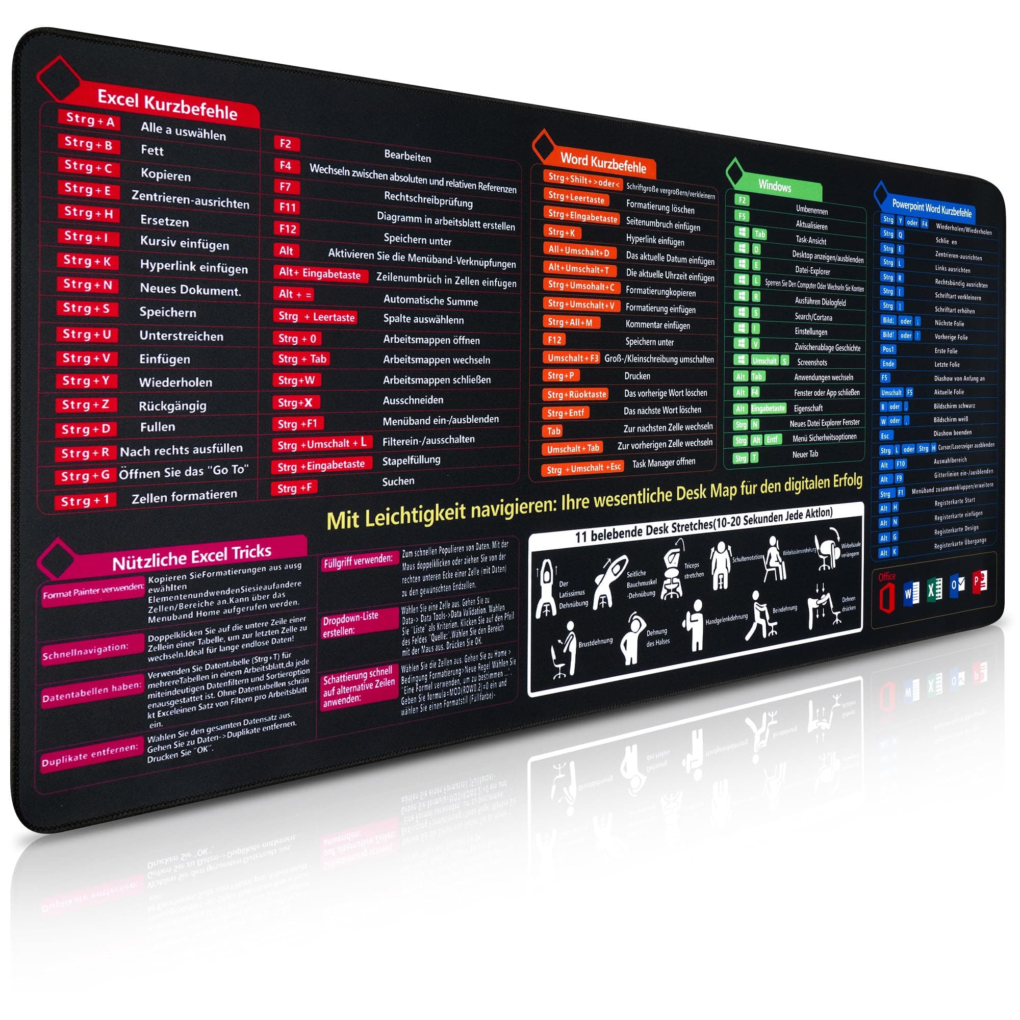 Gaming Mauspad 900x400mm XXL Großformat, rutschfest Wasserdicht Schreibtischunterlage mit Dicker Gummibasis, Präzision Desk Pad mit umgenähte Kanten für Gamer Büro PC Laptop Schwarz Multi-color XXL Angebot bei HelloDeals