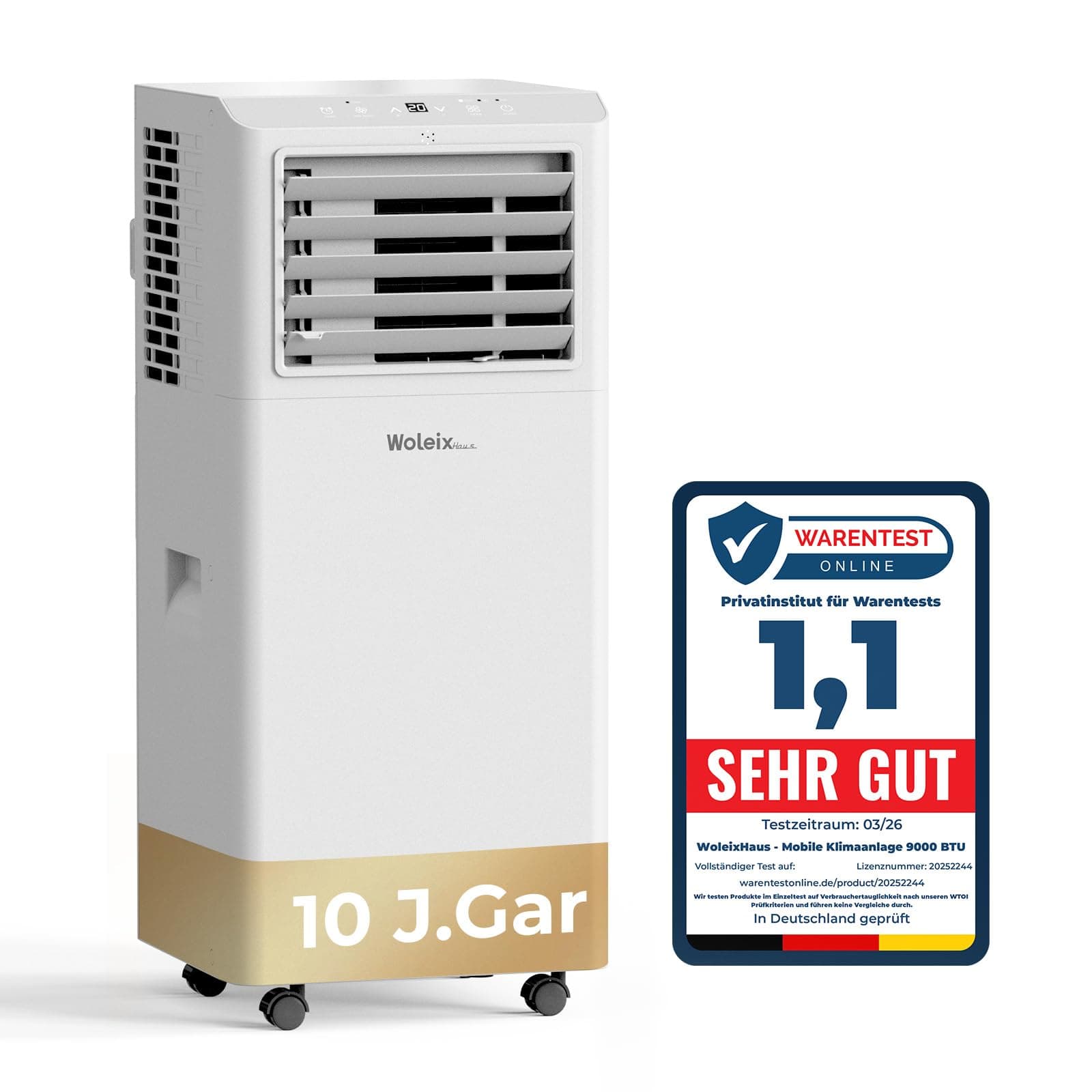 Mobile Klimaanlage 9000 BTU, Klimaanlage Mobil mit Abluftschlauch, Mobiles Klimagerät leise 55dB, mit Timer Weißgrau Angebot bei HelloDeals