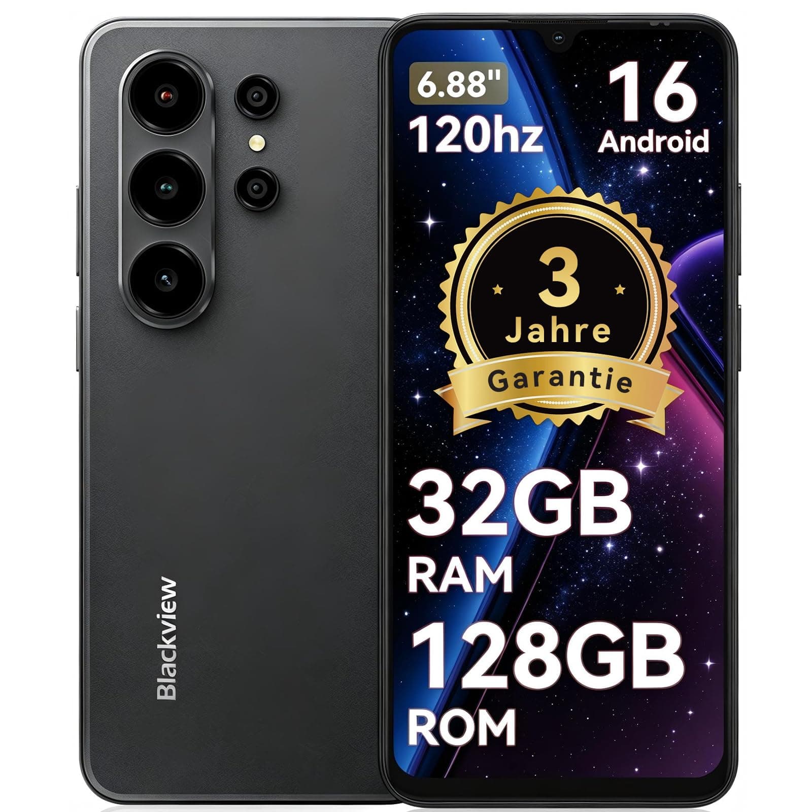 Blackview Wave 10 Smartphone Ohne Vertrag, Android 16 Handy,6,88" 120Hz, 32GB+128GB/2TB,32MP 13MP/5000mAh,4G Dual SIM Smartphones Günstig Neu,WiFi 5G/GPS/3,5mm/FM/3 Jahre Garantie Schwarz Angebot bei HelloDeals