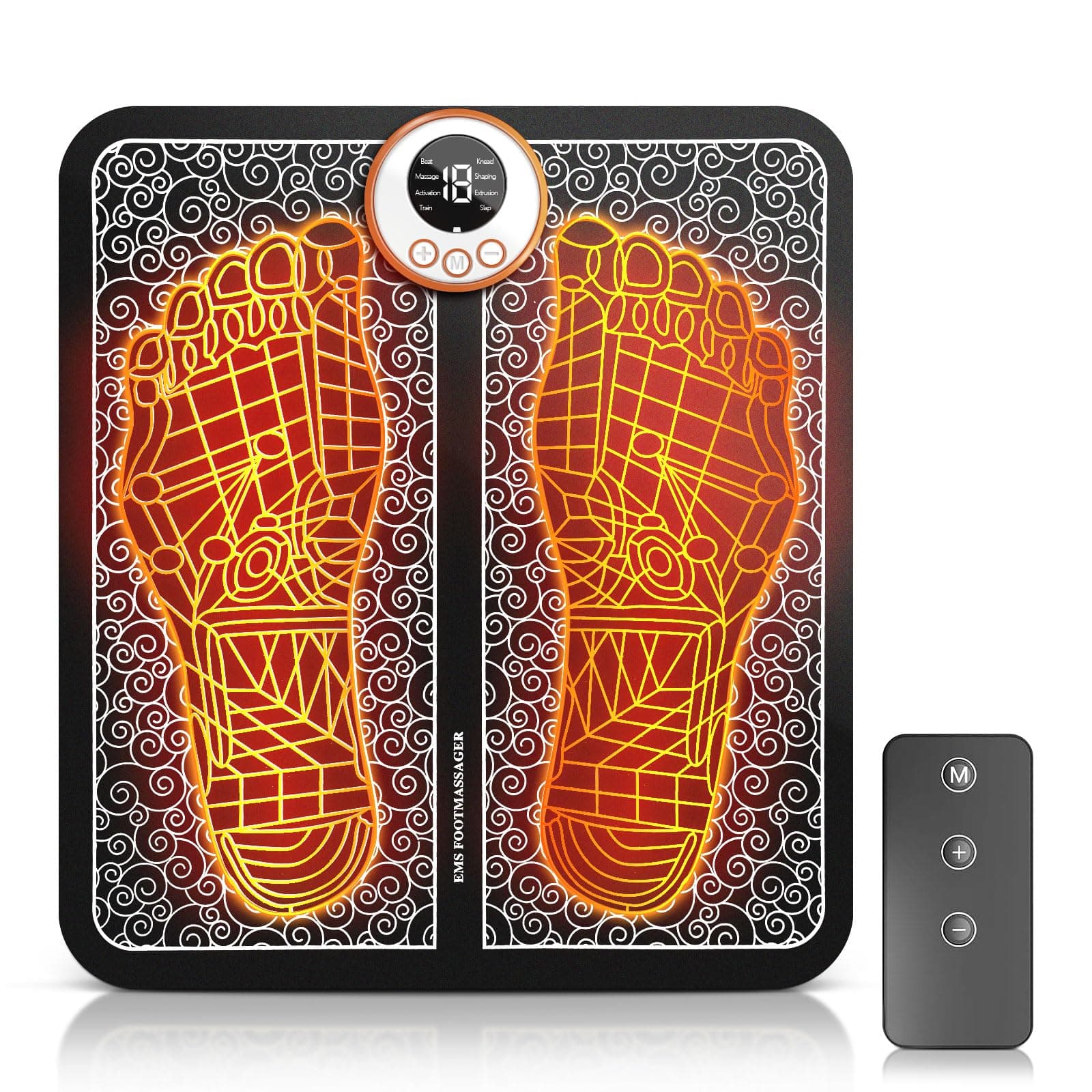 EMS Fußmassagegerät, Elektrisches Fussmassagegerät mit 8 Massagemodi und 19 Intensitätsstufen, Klappbarem und Tragbarem Design, Fördert die Durchblutung und Lindert Muskelschmerzen USB Orange Angebot bei HelloDeals