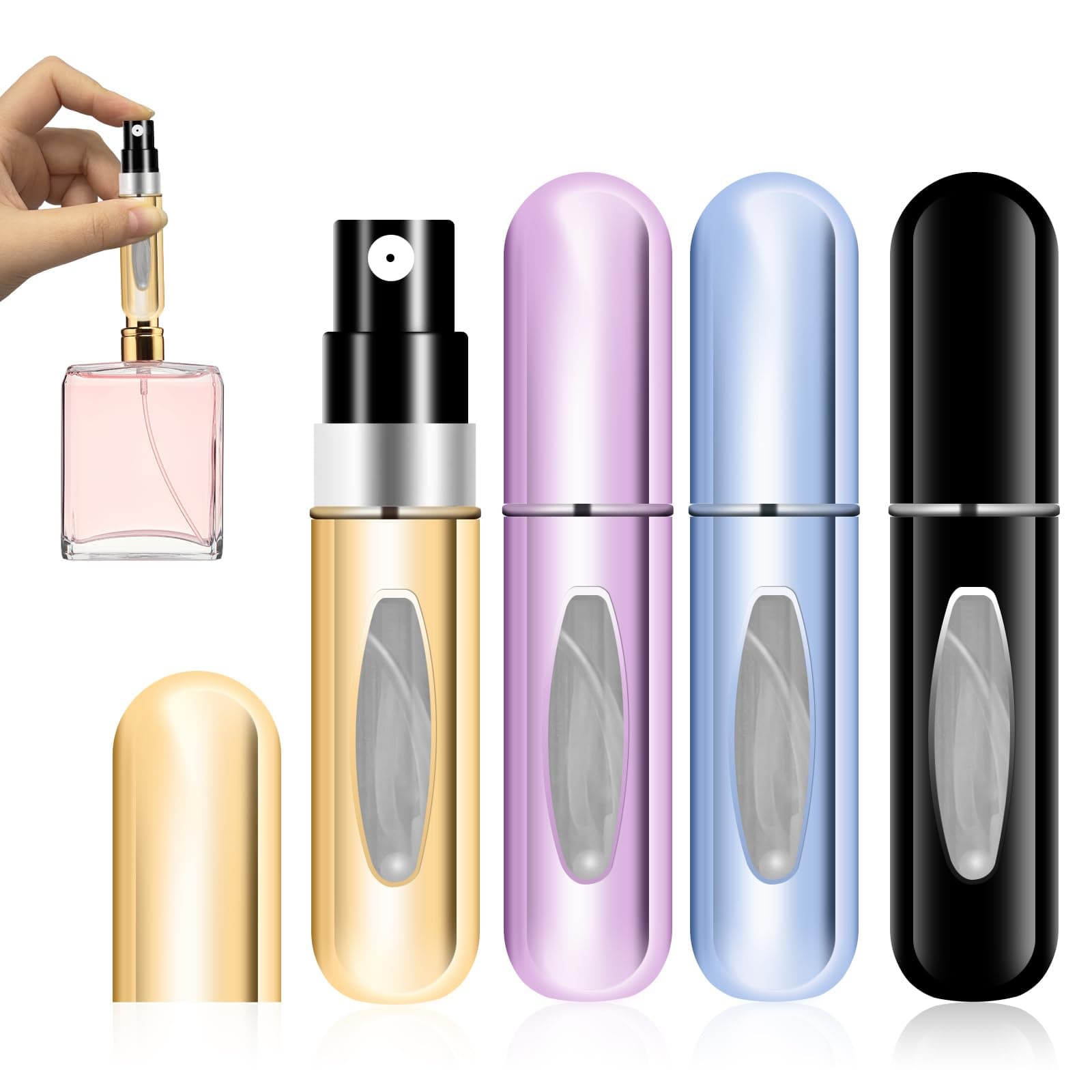 CNMTCCO Parfümzerstäuber, 4 Stück Parfüm Abfüller, Parfum Zerstäuber für Unterwegs, Klein und Tragbar, Geeignet für Flugreisen, Handtaschen, Reisen (5ml) Angebot bei HelloDeals