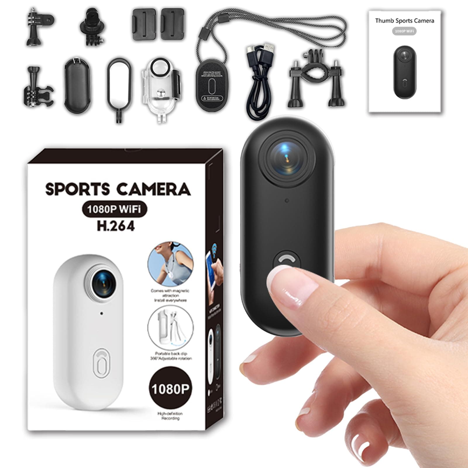 Mini Kamera 1080P WLAN Bodycam, Magnetische Action Cam 120° Weitwinkel, 360° Clip POV Sportkamera, Helmkamera Fahrrad Motorrad, Kleine Video Kamera mit App, Loop Aufnahme, Wasserdicht, Outdoor Cam 24A09017 Angebot bei HelloDeals