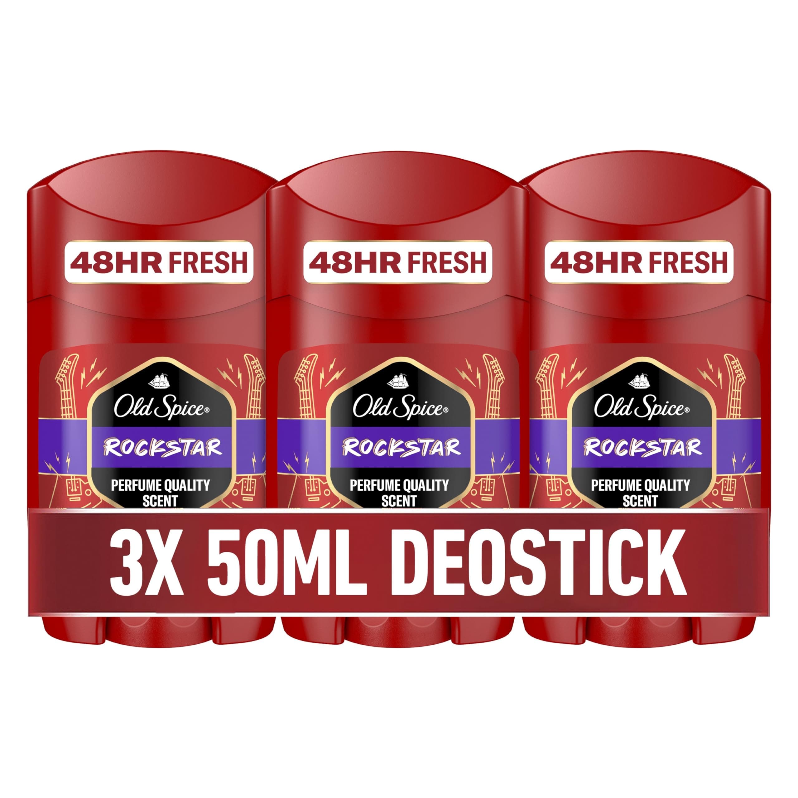 Old Spice Rockstar Deostick, 3x50ml, 24/7 Frischhh bei Täglicher Anwendung, Langanhaltender Duft in Parfumqualität, Schützt vor Gerüchen, Ohne Aluminiumsalze Angebot bei HelloDeals