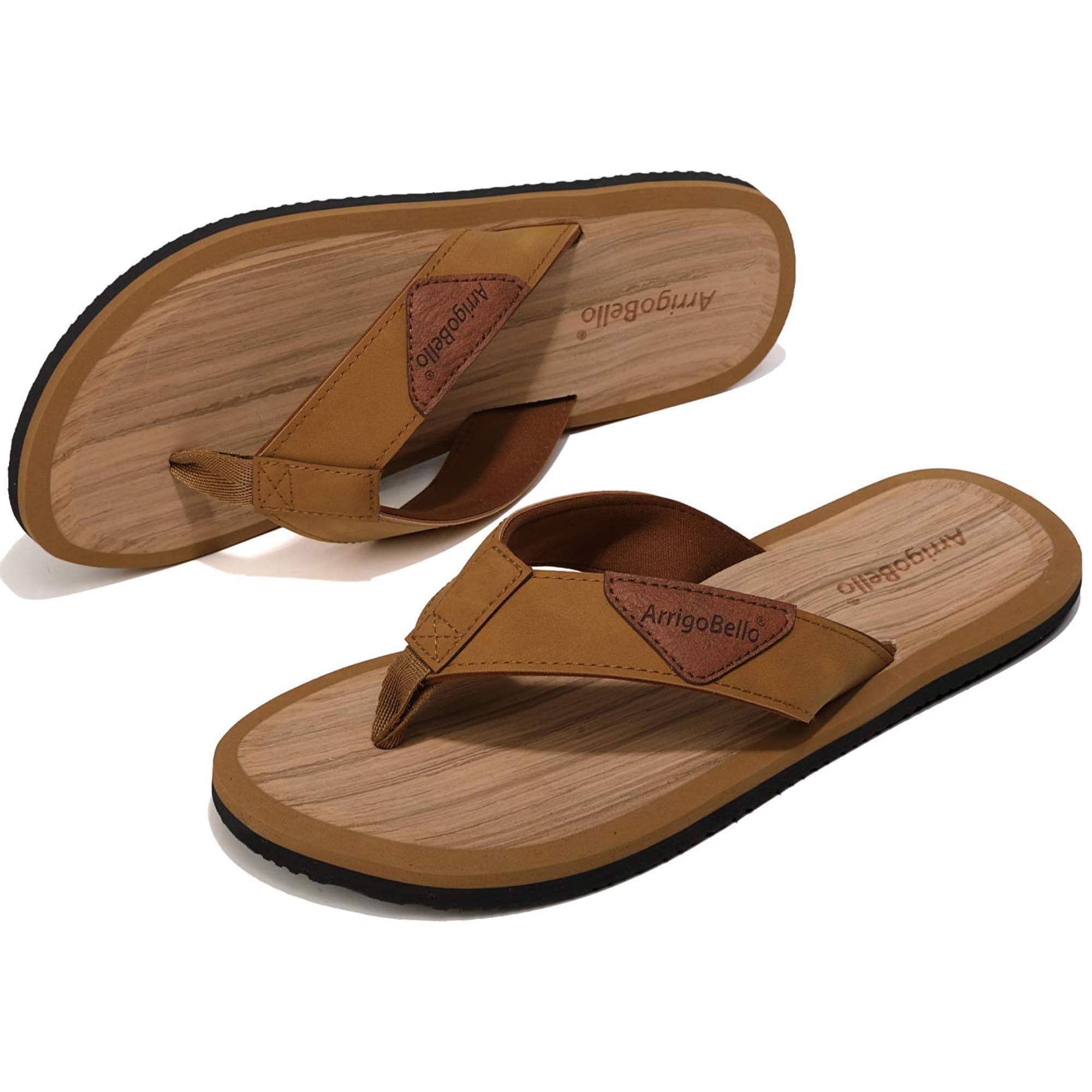 ARRIGO BELLO Flip Flops Herren Zehentrenner Leder badelatschen Sommerschuhe Rutschfest Sandalen Flipflop Größe 41-46 B Braun 42 EU Angebot bei HelloDeals