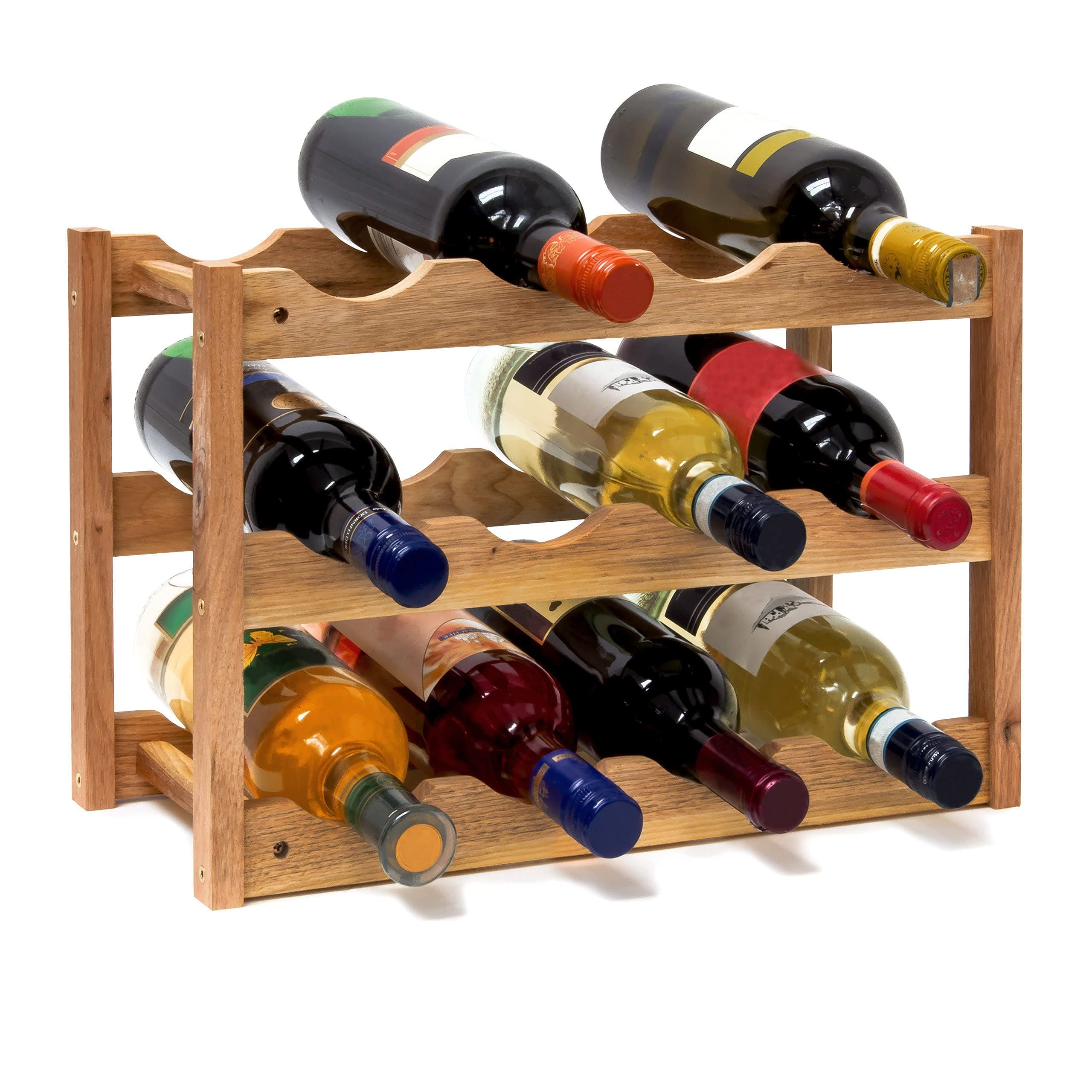 Relaxdays klein, Flaschenregal 12 Flaschen Wein, H x B x T: 28 x 21 x 42 cm, natürlich, Holz, Weinregal Walnuss mit 3 Ebenen Weinregal Walnuss mit 3 Ebenen Single Angebot bei HelloDeals