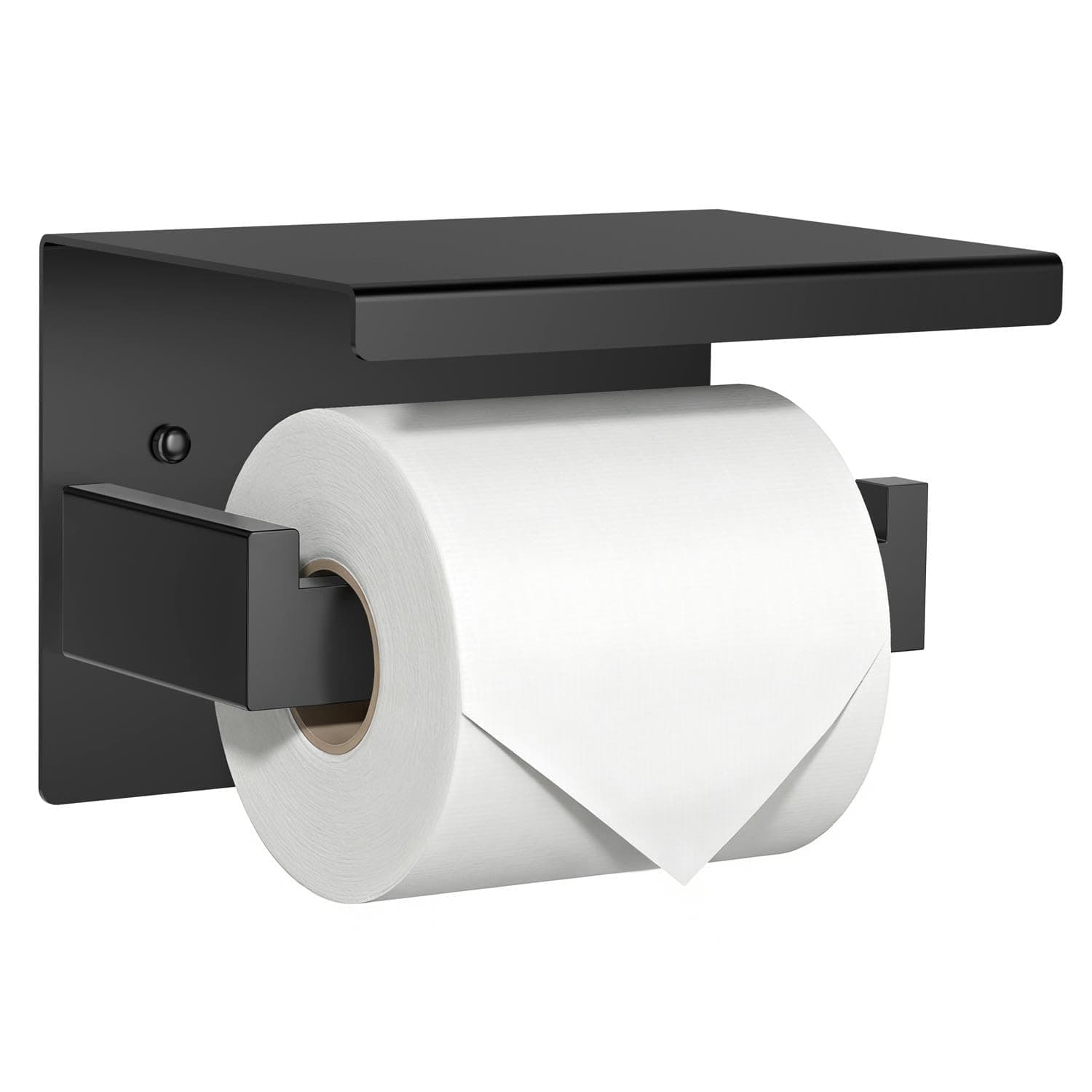 Auxmir Toilettenpapierhalter ohne Bohren, Edelstahl Klopapierhalter mit Ablage, Selbstklebend & Wandmontage, Klorollenhalter mit Kleber, WC Papier Halterung für Badezimmer Toilette Küche, Schwarz Schwarz mit Ablage Angebot bei HelloDeals