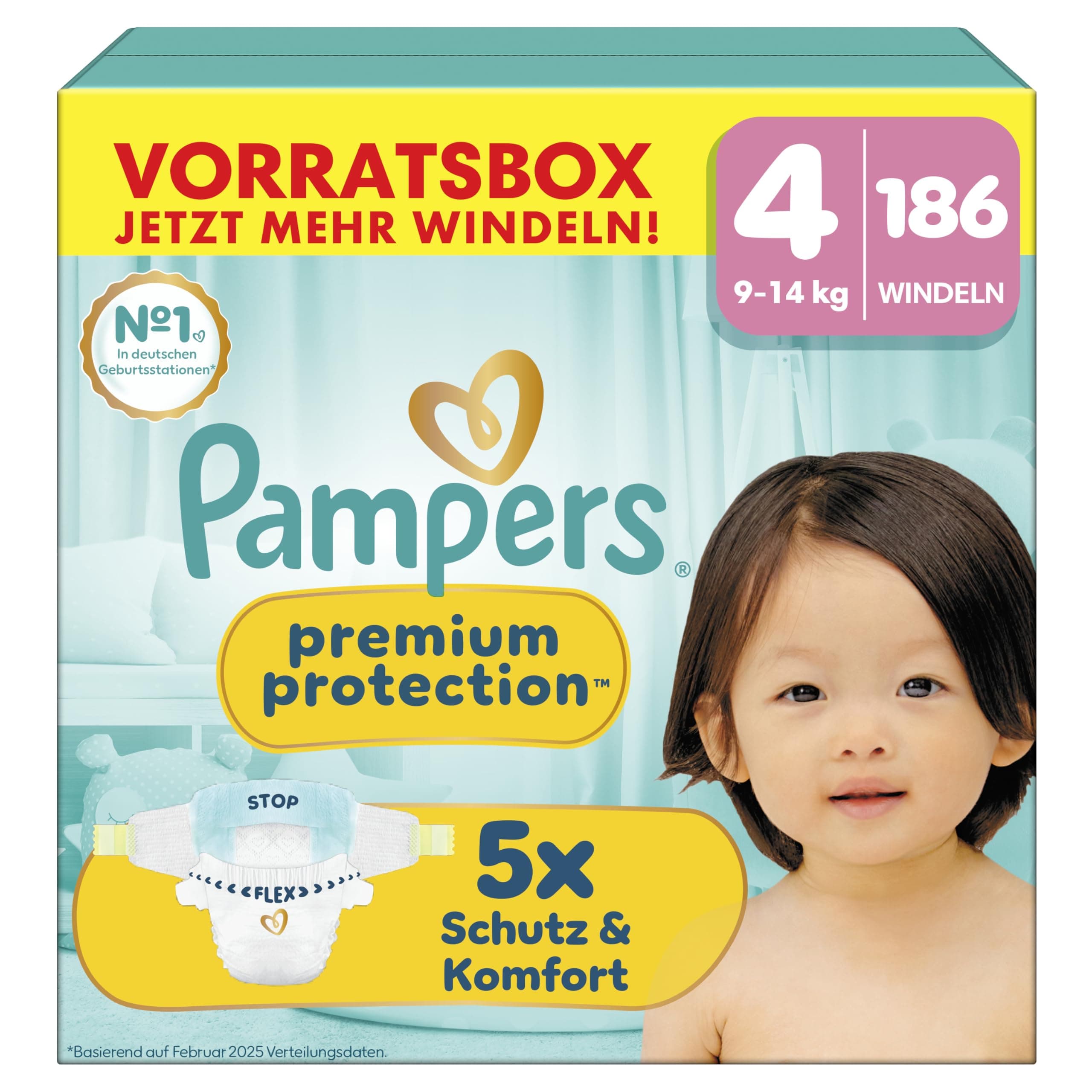 Pampers Premium Protection Größe 4, 186 Windeln, 9kg-14kg, unser Nr. 1 Haut- und Auslaufschutz Größe 4, 186 Stück Angebot bei HelloDeals