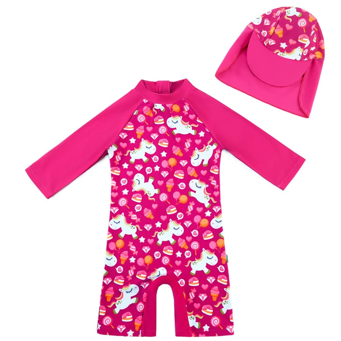 upandfast Baby Badeanzug mit Sonnenhut UPF 50+ Badebekleidung für Baby 2-3 Jahre Rosarot Angebot bei HelloDeals