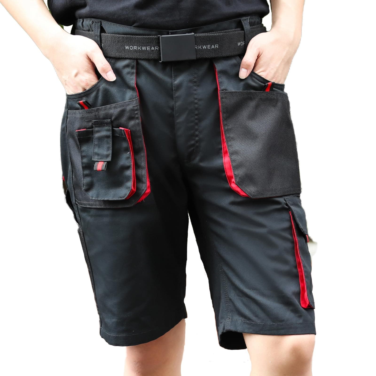 WORK IDEA Kurze Herren Arbeitsshorts-Multi Pocket Männer Cargo-Hose für den Sommer 42 Schwarz Angebot bei HelloDeals