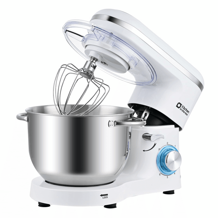 Kitchen in the box Küchenmaschine, 6,2 L Knetmaschine 1400 W, 6 Geschwindigkeits Teigmaschine mit Rührhaken, Knethaken, Schneebesen, Weiß 6.2 L Weiß Angebot bei HelloDeals