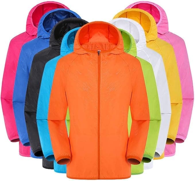 Regenjacke Damen Herren Ultraleicht Fahrrad Wasserdicht Atmungsaktiv Windbreaker Frühling Sommer Sonnenschutz Regenmantel mit Kapuze Einfarbig Outdoorjacke Wandern Camping S-4XL 01 Black L Angebot bei HelloDeals
