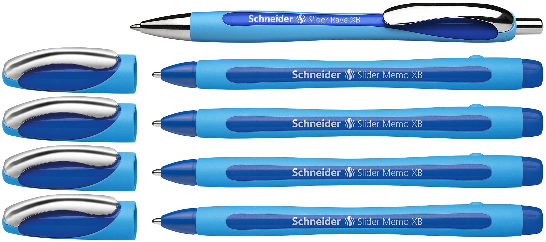 Schneider 150275 Slider Memo XB und Slider Rave XB Kugelschreiber (mit Etui, Schreibfarbe: blau) 4+1 Stück Memo, Rave 4+1 Blau Angebot bei HelloDeals