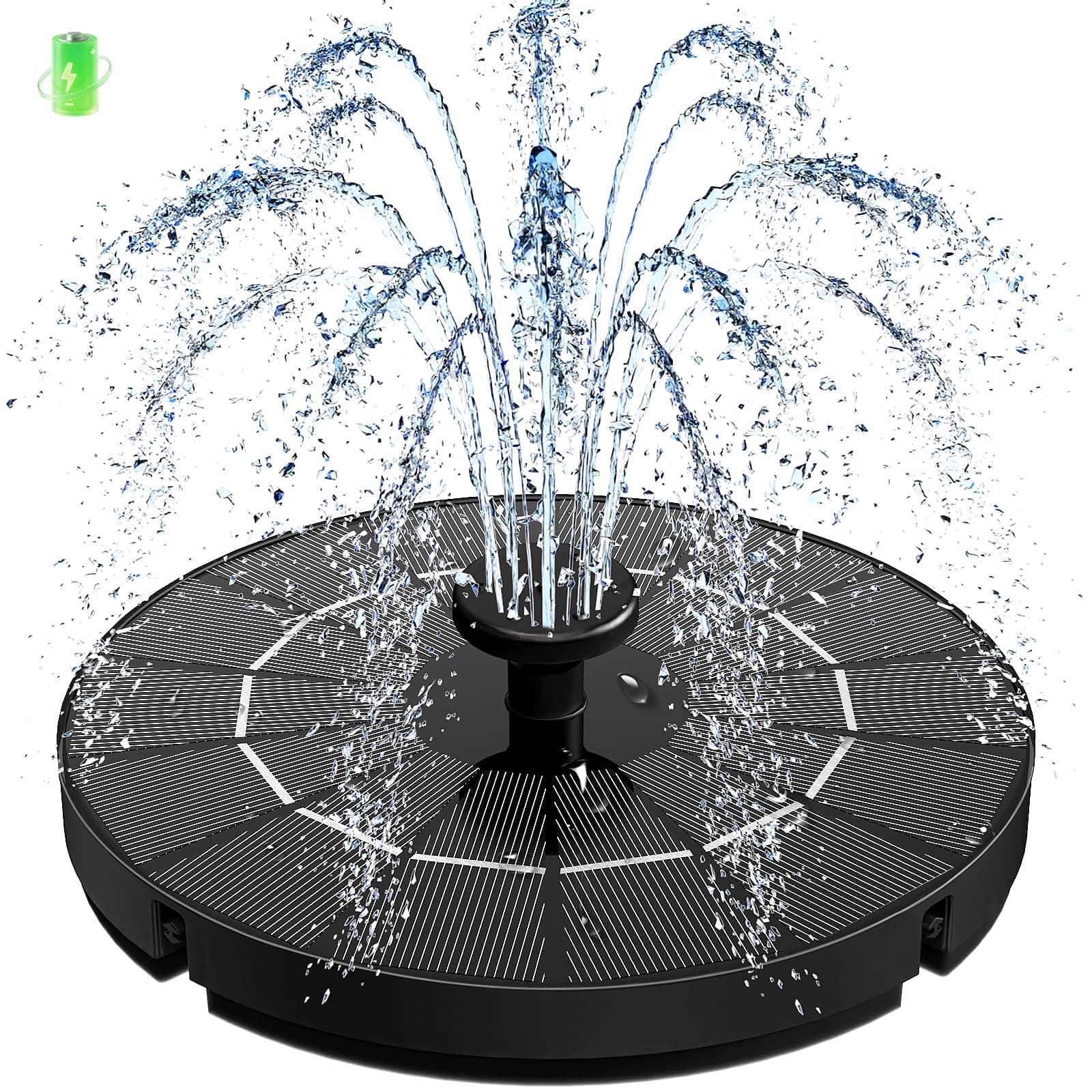 Solar Springbrunnen, 2026 Neue 3.5W Solar Teichpumpe mit 2000mAh Batterie, 7 Effekte & 4 Fixe Rohre Solar Wasserpumpe, Solar Schwimmender Solarbrunnen für Garten, Vogel-Bad 2000 Mah Angebot bei HelloDeals