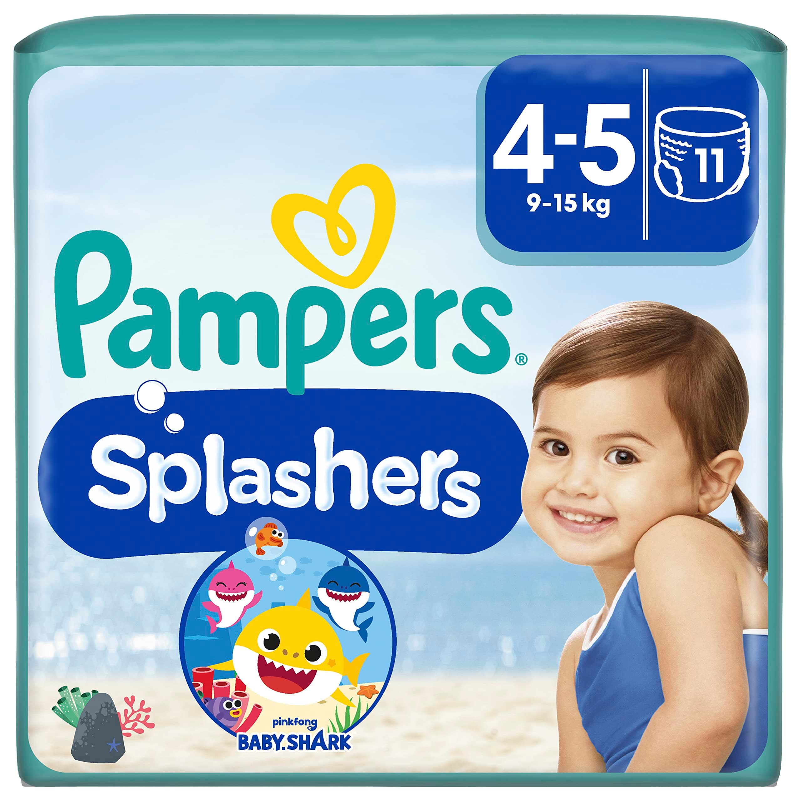 Pampers Splashers Baby Shark Limited Edition 4-5, 11, 9kg-15kg, Einweg-Schwimmwindeln, für sicheren Schutz im Wasser Größe 4-5 (11 Stück) Angebot bei HelloDeals