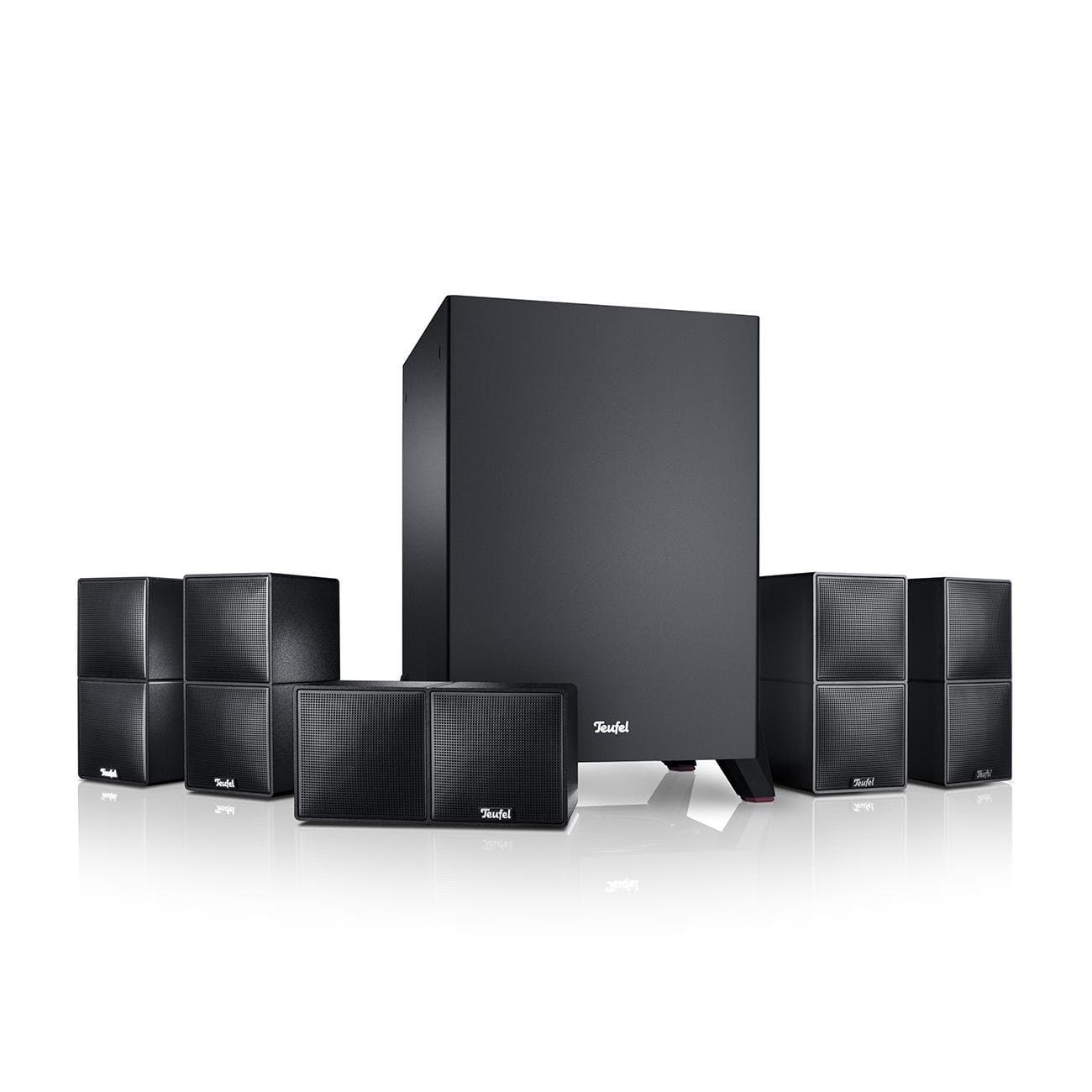 Teufel CUBYCON Power Edition Surround Sound System - 5.1 Heimkino Soundanlage mit Mächtiger Subwoofer, 2-Wege-Micro-Lautsprecher aus Aluminium, Höhe Sprachverständlichkeit, Bassreflex - schwarz Angebot bei HelloDeals