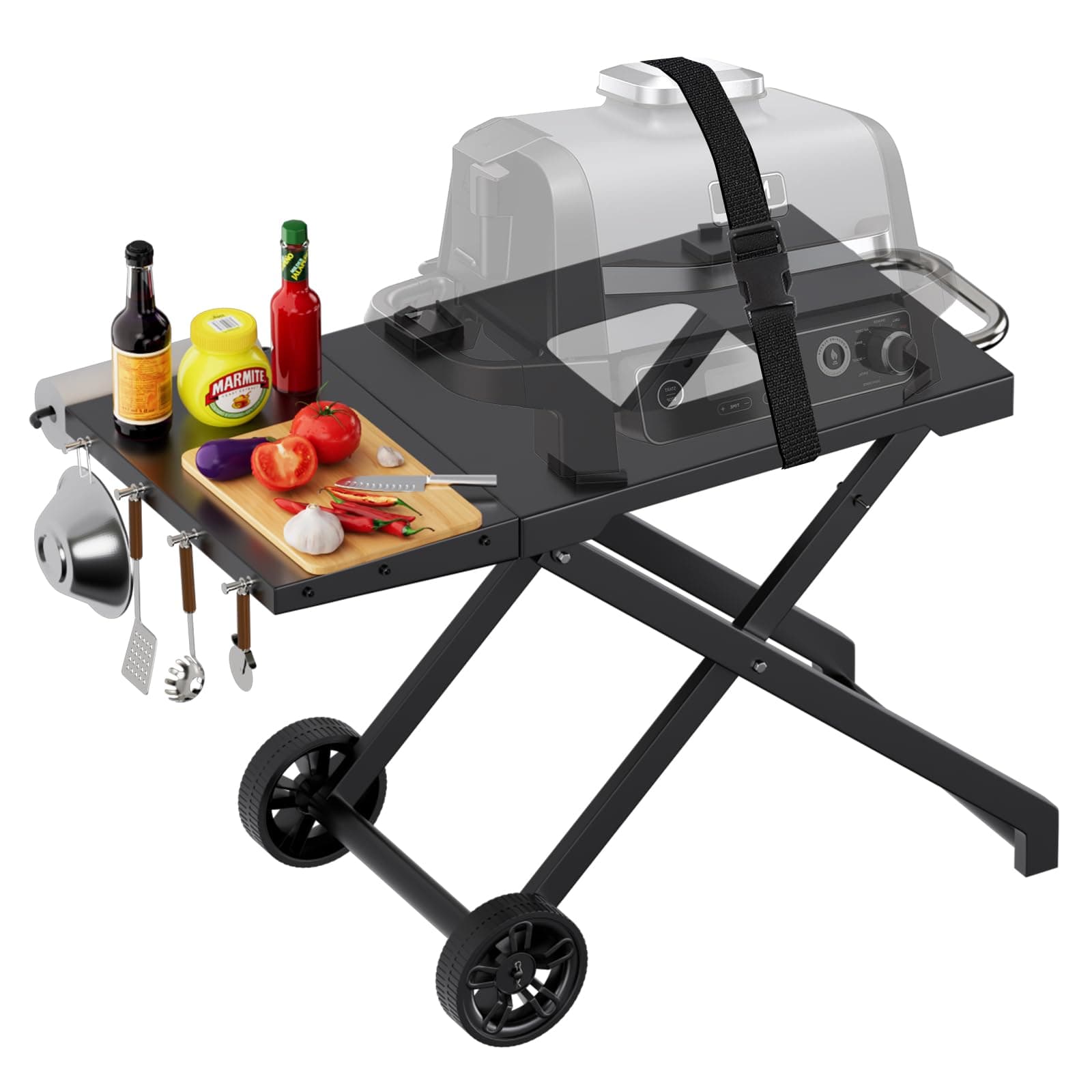 WELL GRILL Ständer Faltbarer Grillständer für Ninja Woodfire OG700 Series, BBQ Grilltisch Grillwagen mit Beistelltisch für Ninja Zubehör Elektrogrill OG701EU CI100EU CB350EU Angebot bei HelloDeals