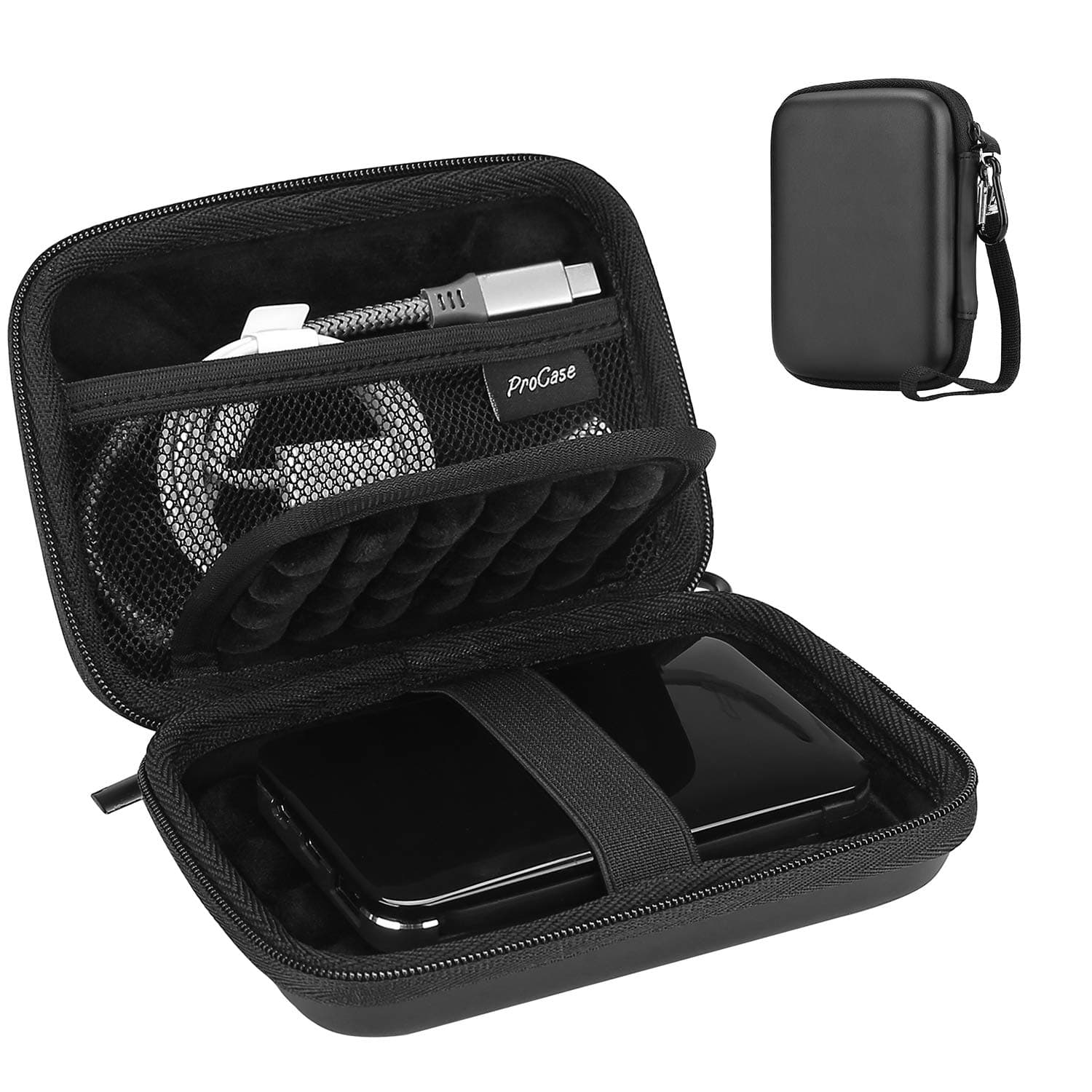 ProCase 2,5" Festplattentasche für Seagate Portable Drive/Toshiba Canvio Partner/WD Elements/UnionSine Externe Festplatte/Backup Plus Slim/Samsung T9 Portable SSD External Hard Drive Tasche -Schwarz Angebot bei HelloDeals
