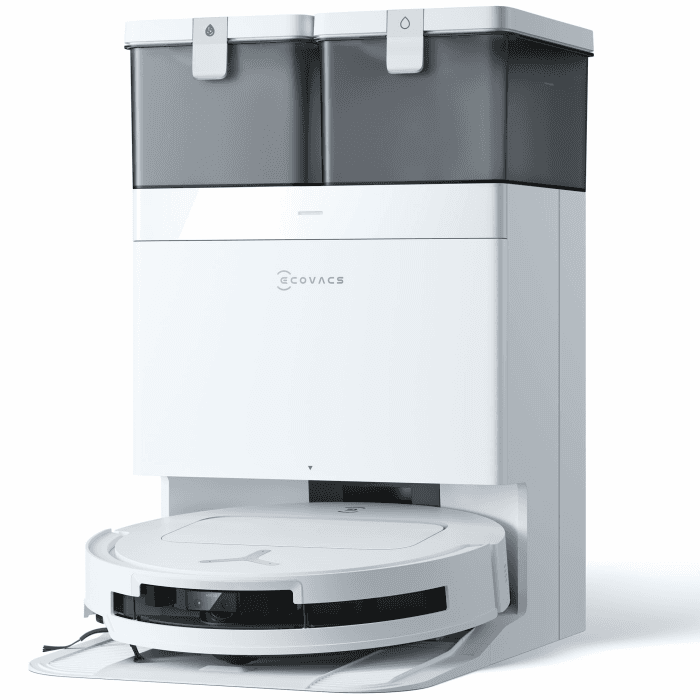 ECOVACS DEEBOT T50 Omni Gen2 Saugroboter mit Wischfunktion, 21.000 Pa, Ausziehbare Seitenbürste und Mopp, ZeroTangle 2.0, Moppwäsche mit 75°C heißem Wasser, All-in-One Station, 81 mm, Silberweiß Angebot bei HelloDeals