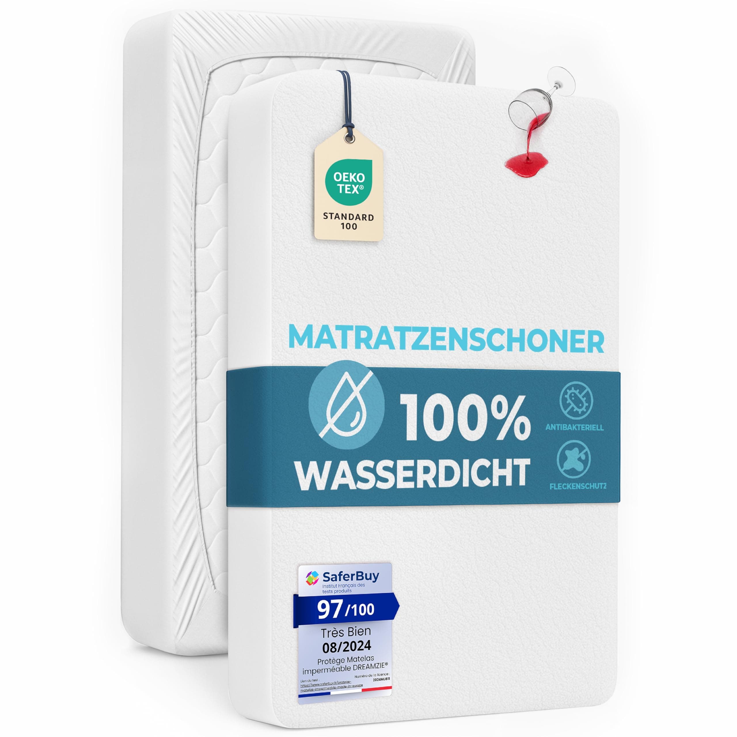 Dreamzie Matratzenschoner 180x200 cm Wasserdicht - Matratzenschutz Weich, Hypoallergen und Atmungsaktiv – Oeko-Tex Zertifiziert 1 180 x 200 cm Angebot bei HelloDeals