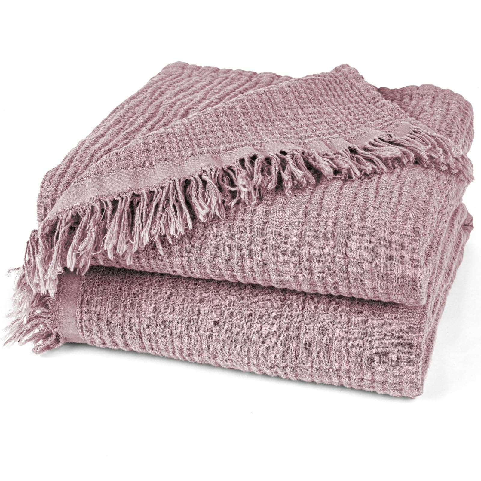 Pure Label Musselin Decke 150x200 cm - Oeko-Tex zertifizierte Kuscheldecke aus 100% Baumwolle | Musselin Wohn- & Kuscheldecke für Couch und Sofa in XL | 150 x 200 cm, Farbe der Decke Mauve 150x200 cm Mauve Angebot bei HelloDeals